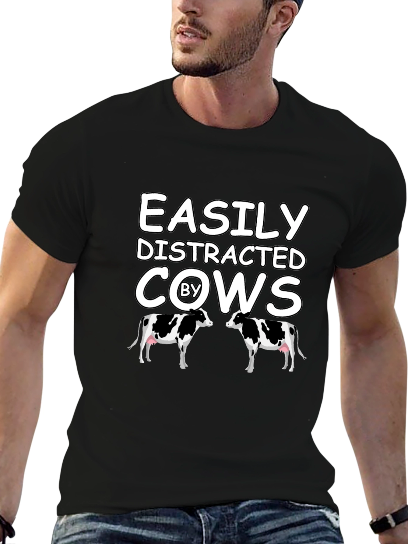 Easily Distracted By Cows Graphic T-Shirt
