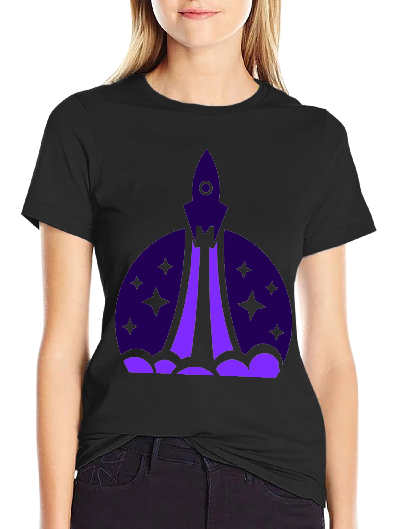 Rocket Launch Graphic Tee - Black Cotton T-Shirt