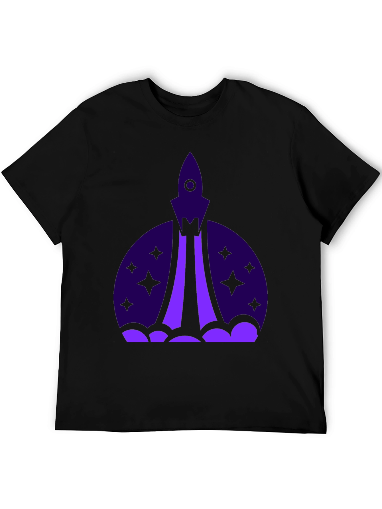 Rocket Launch Graphic Tee - Black Cotton T-Shirt