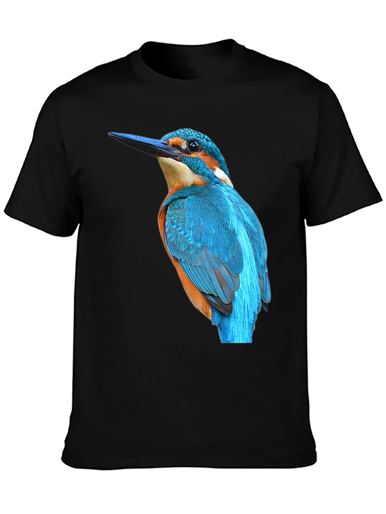 Kingfisher Bird Graphic Black T-Shirt