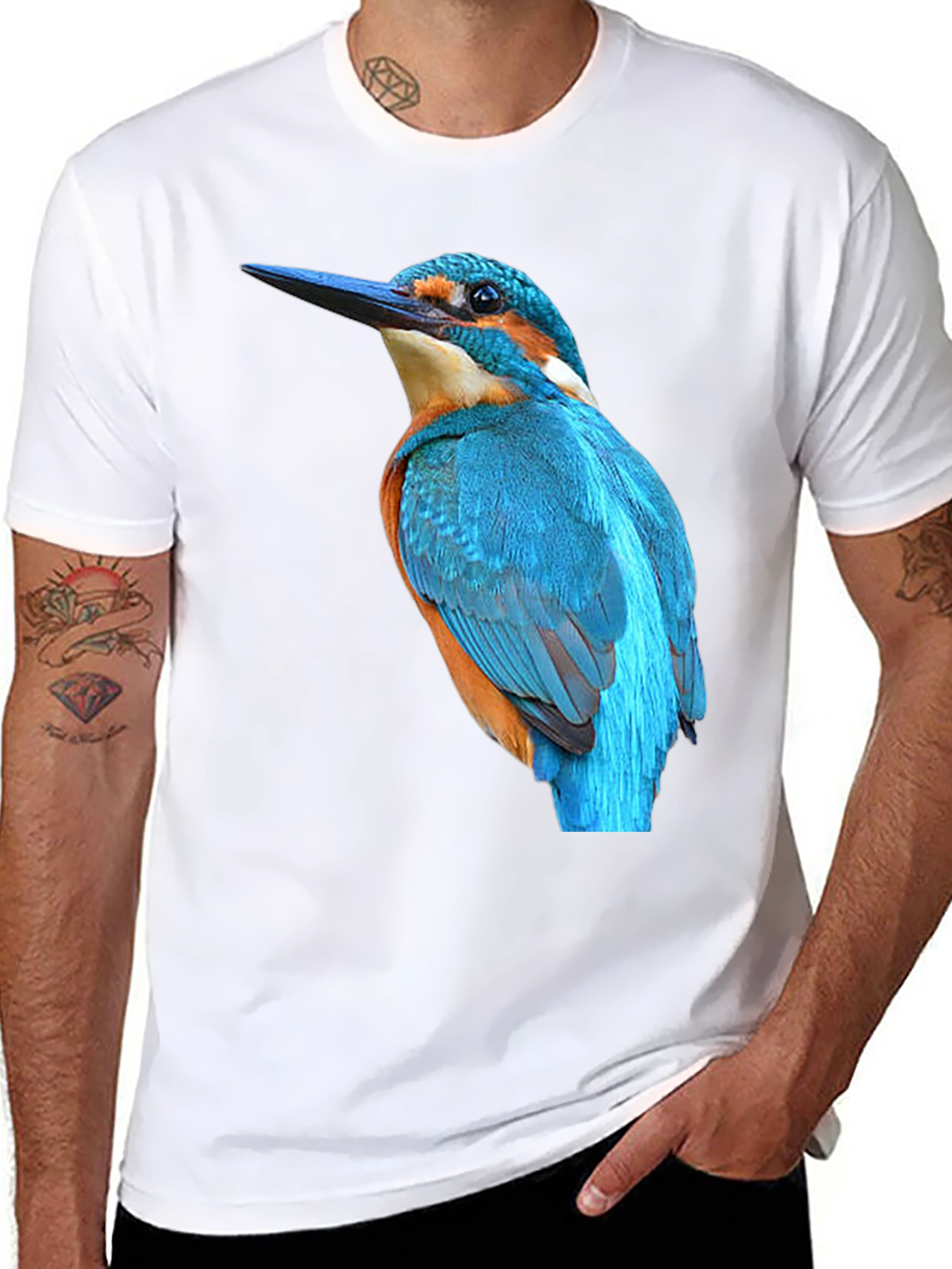 Kingfisher Bird Graphic Black T-Shirt