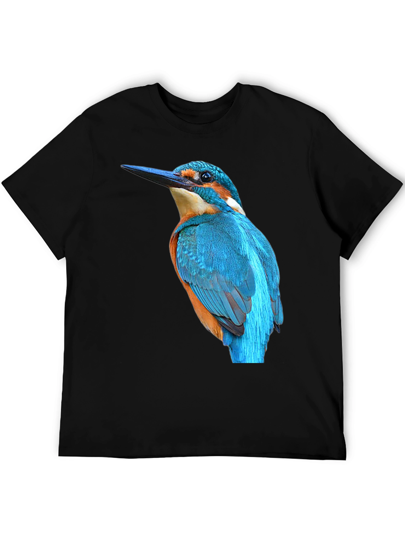 Kingfisher Bird Graphic Black T-Shirt