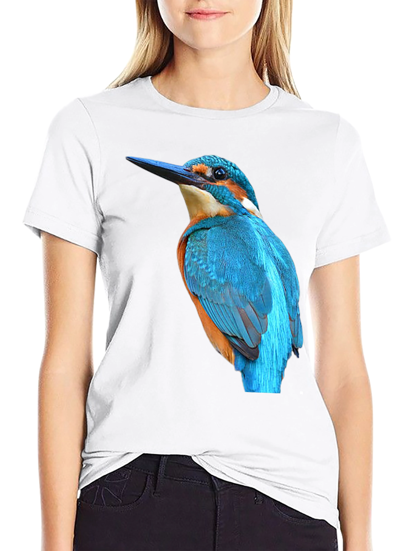 Kingfisher Bird Graphic Black T-Shirt