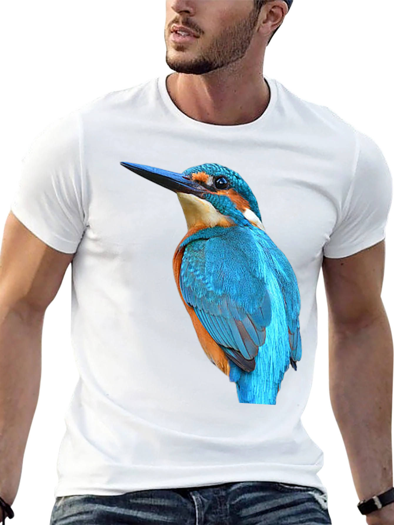 Kingfisher Bird Graphic Black T-Shirt