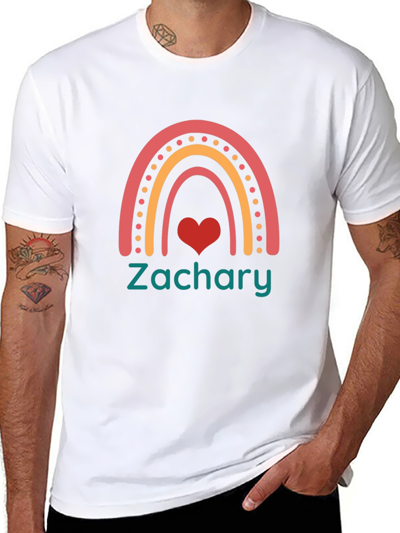 Zachary Rainbow Heart Personalized T-Shirt