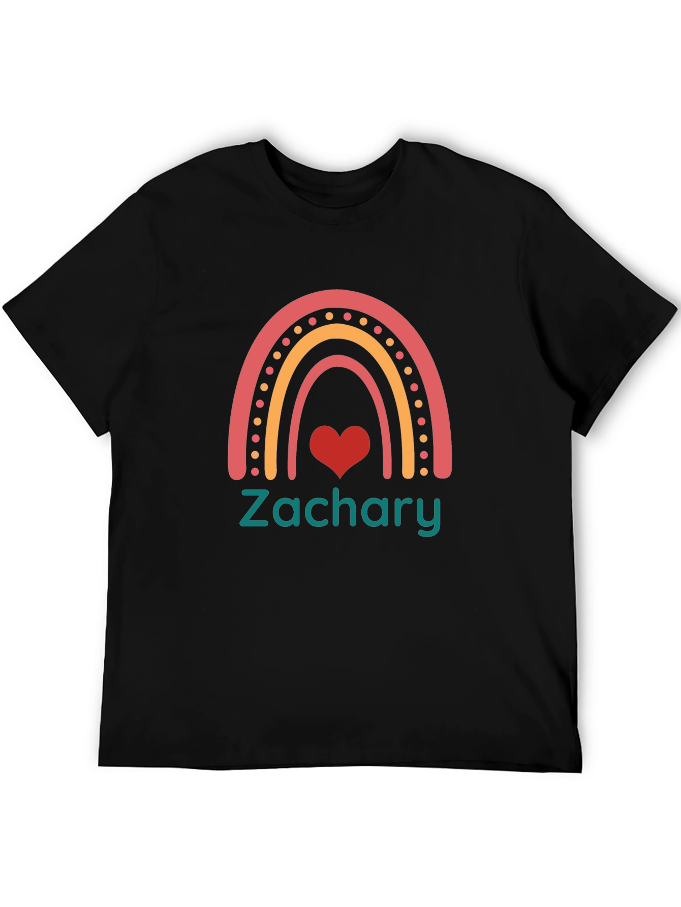 Zachary Rainbow Heart Personalized T-Shirt