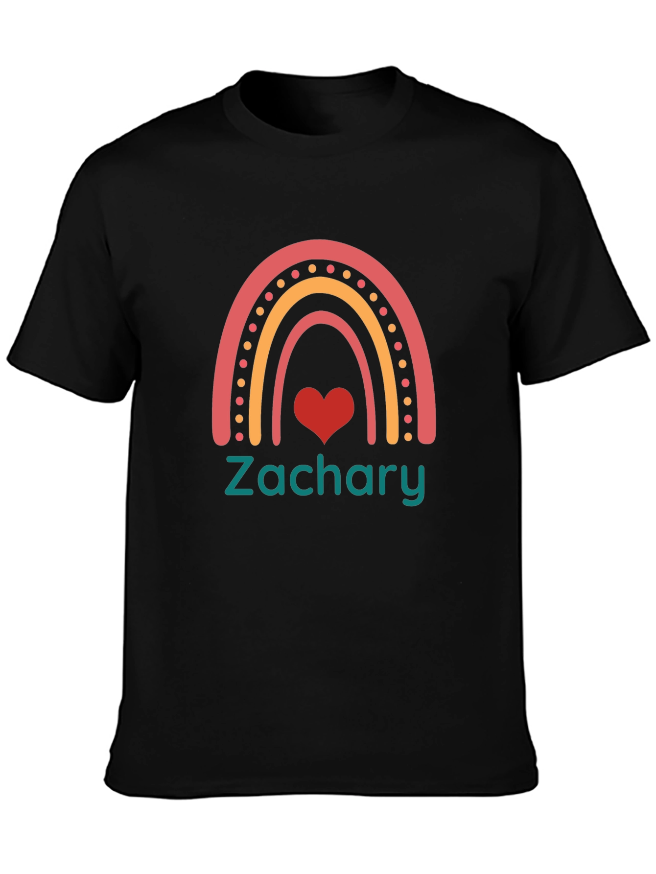 Zachary Rainbow Heart Personalized T-Shirt