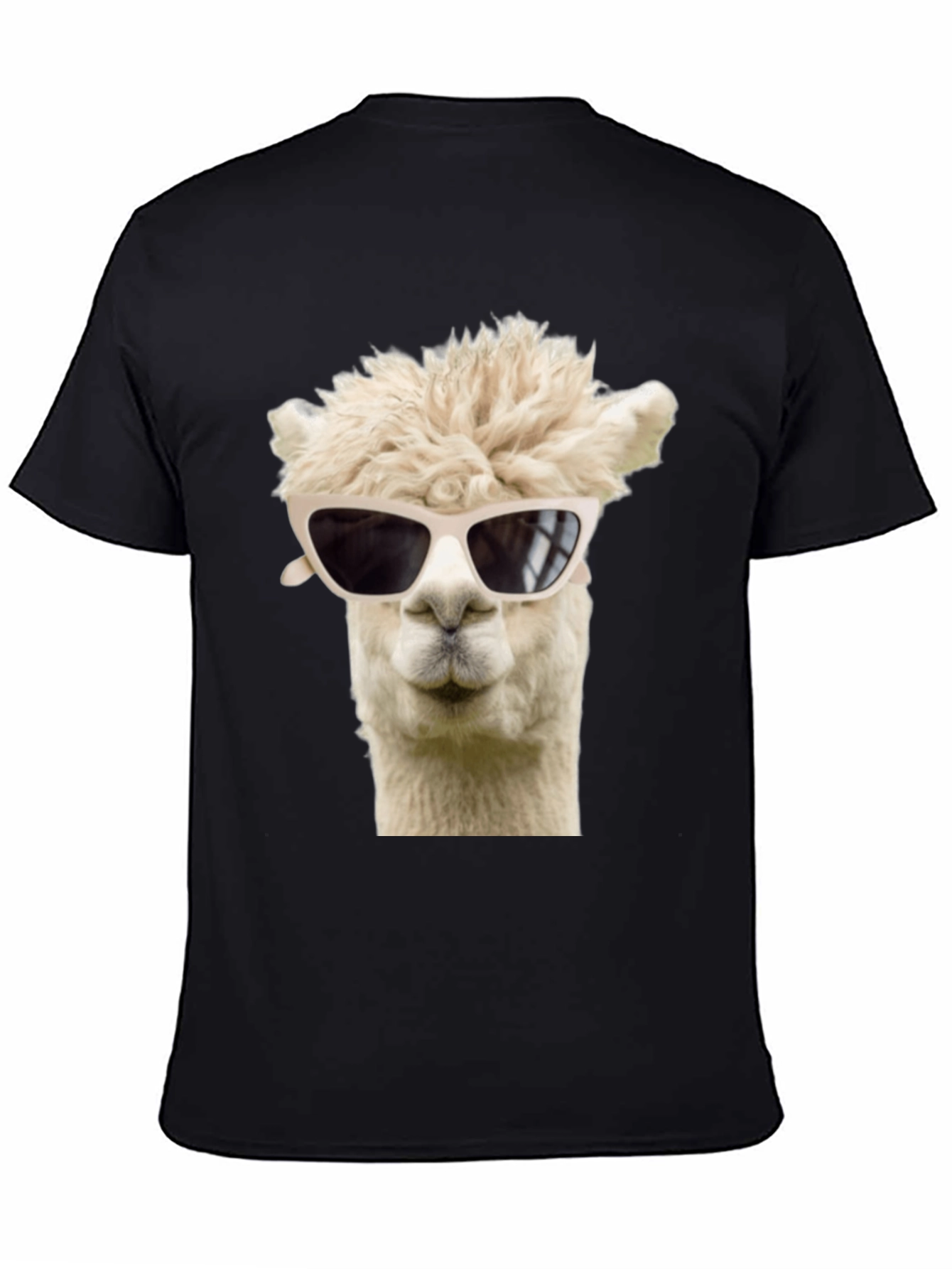 Cool Alpaca T-Shirt - Black Cotton Tee with Sunglasses