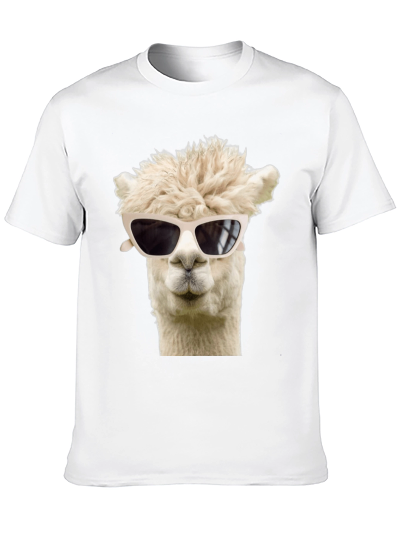 Cool Alpaca T-Shirt - Black Cotton Tee with Sunglasses
