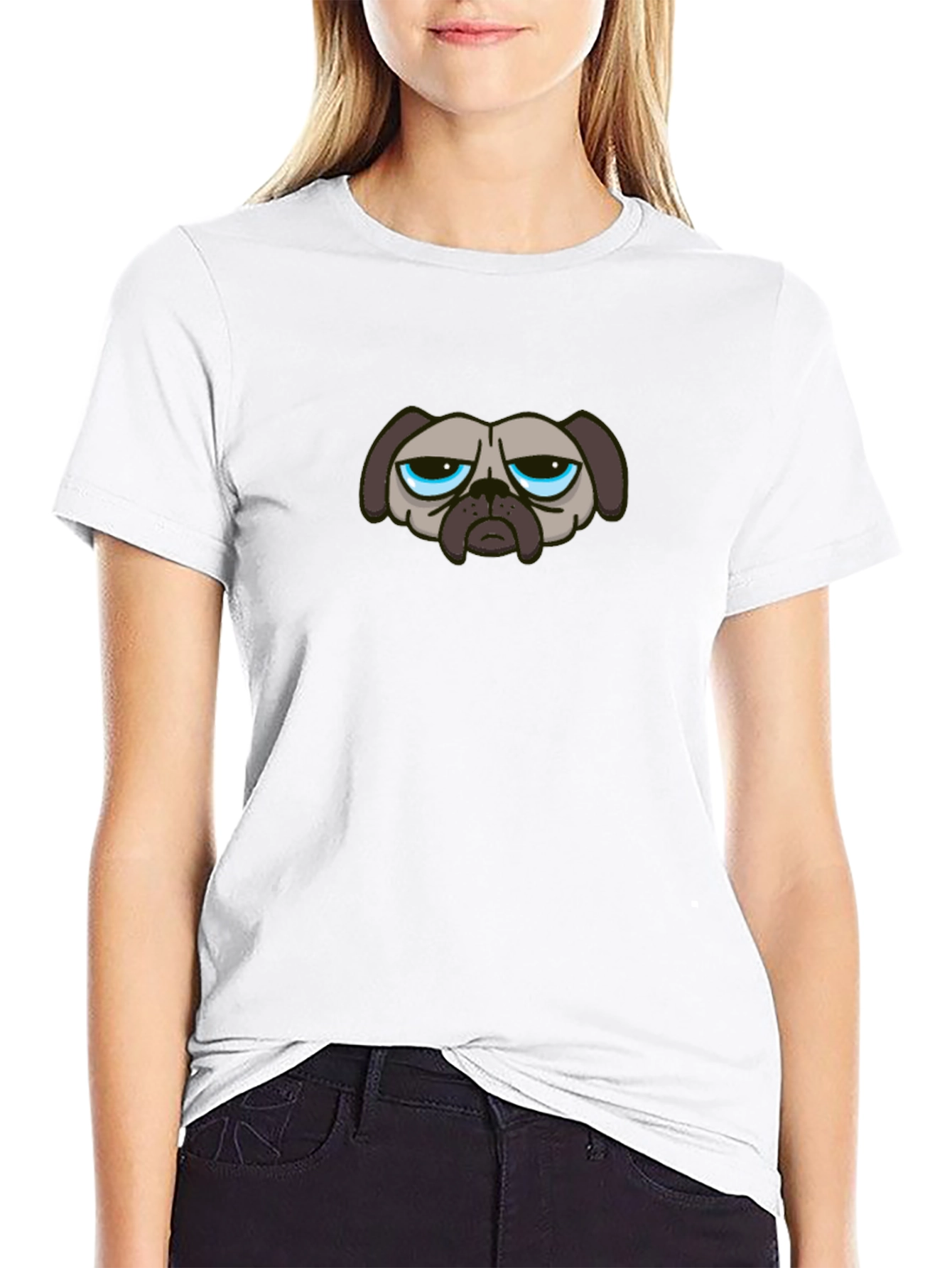 Grumpy Dog Graphic T-Shirt - Black Casual Tee