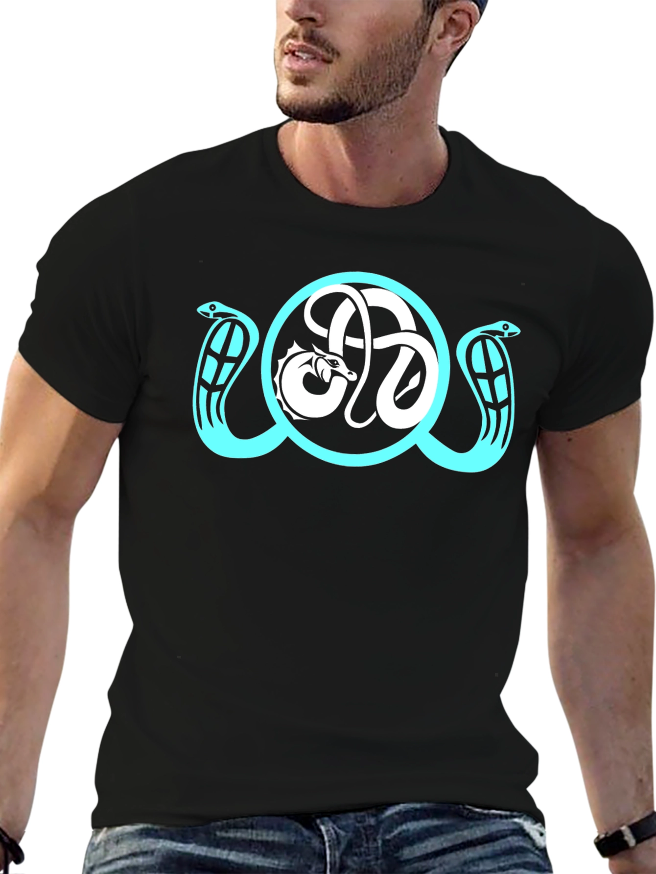 Dragon & Snake Emblem T-Shirt - Black
