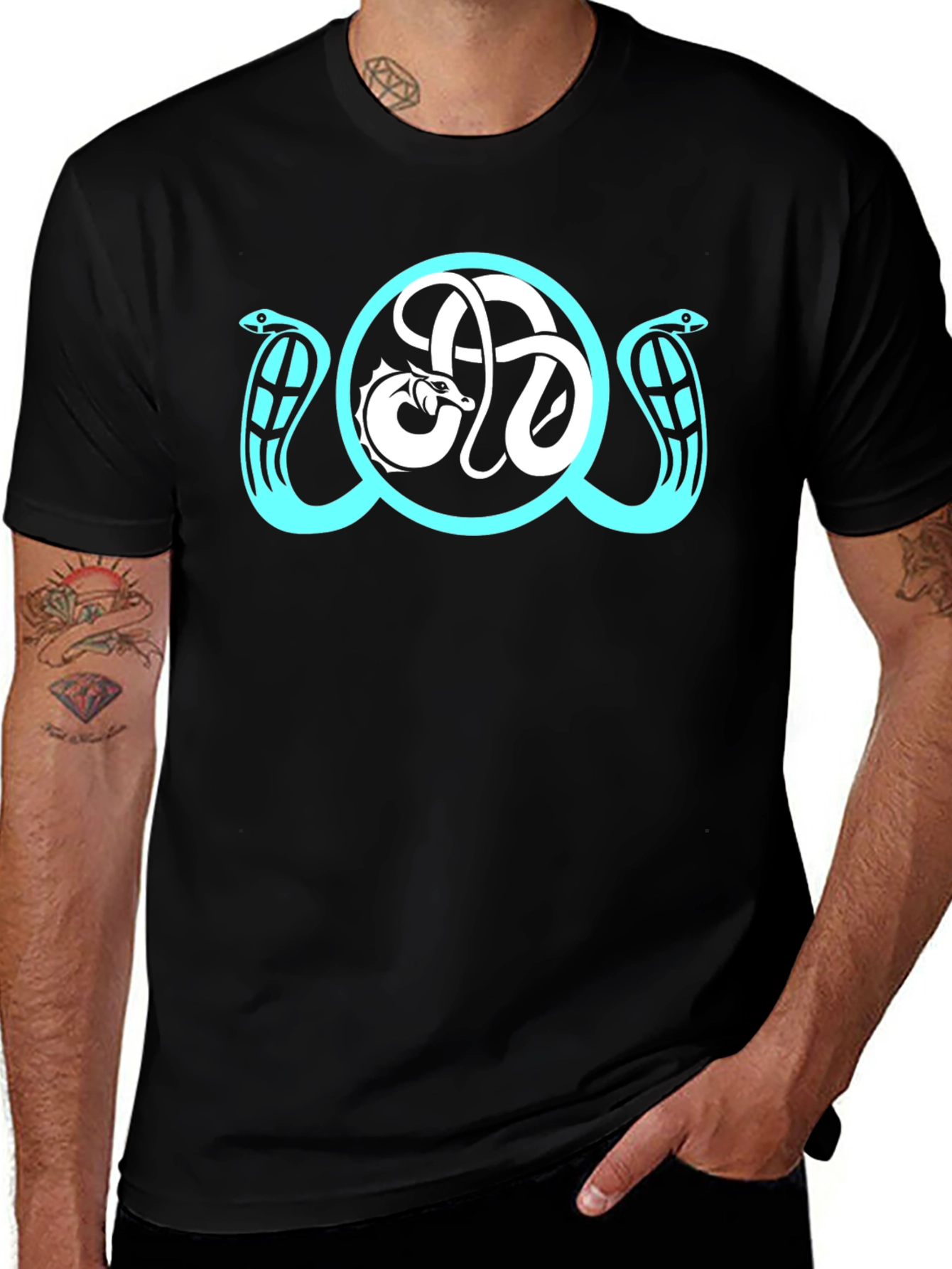 Dragon & Snake Emblem T-Shirt - Black