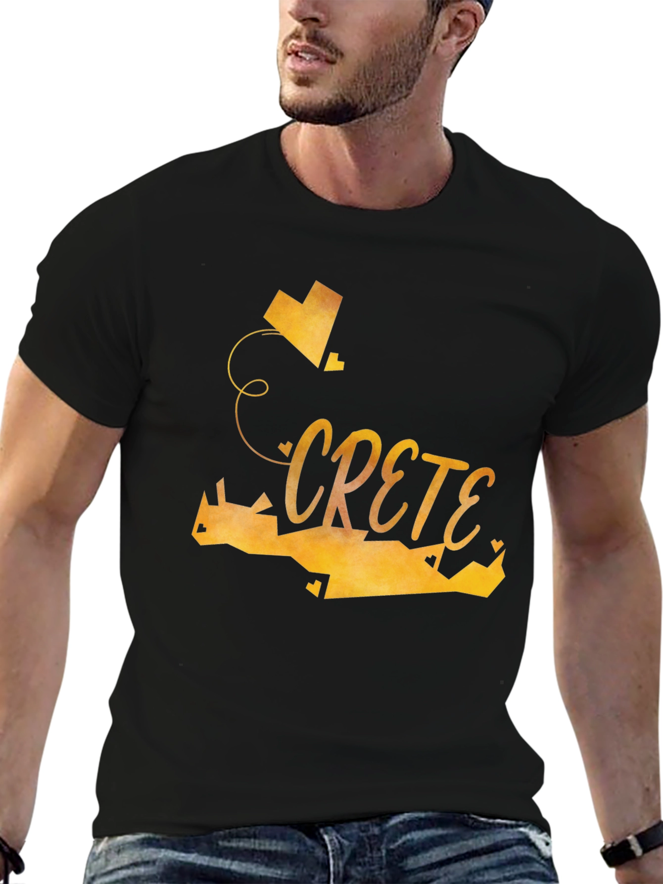 Crete Heart Graphic Tee - Stylish Black T-Shirt