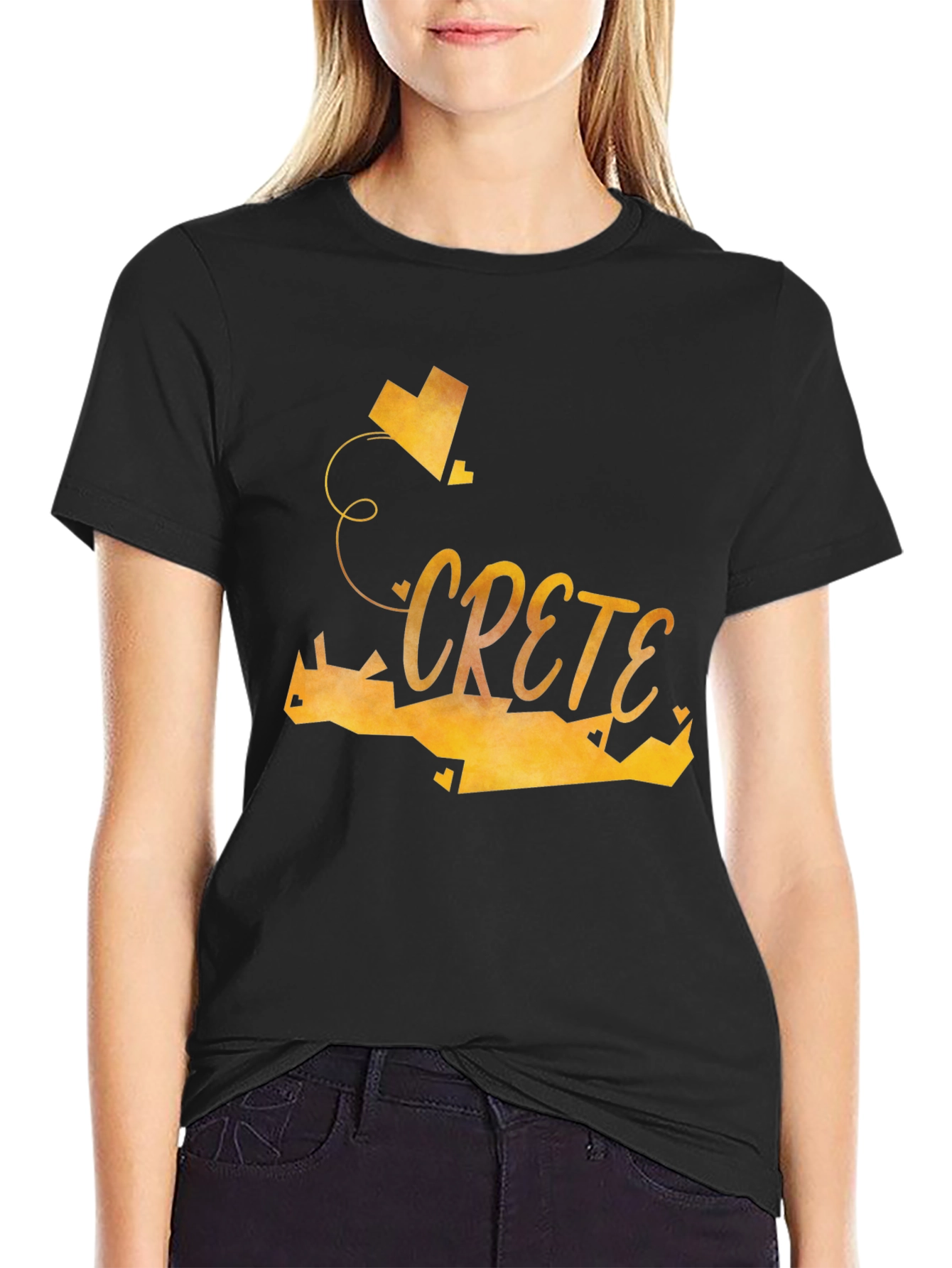 Crete Heart Graphic Tee - Stylish Black T-Shirt