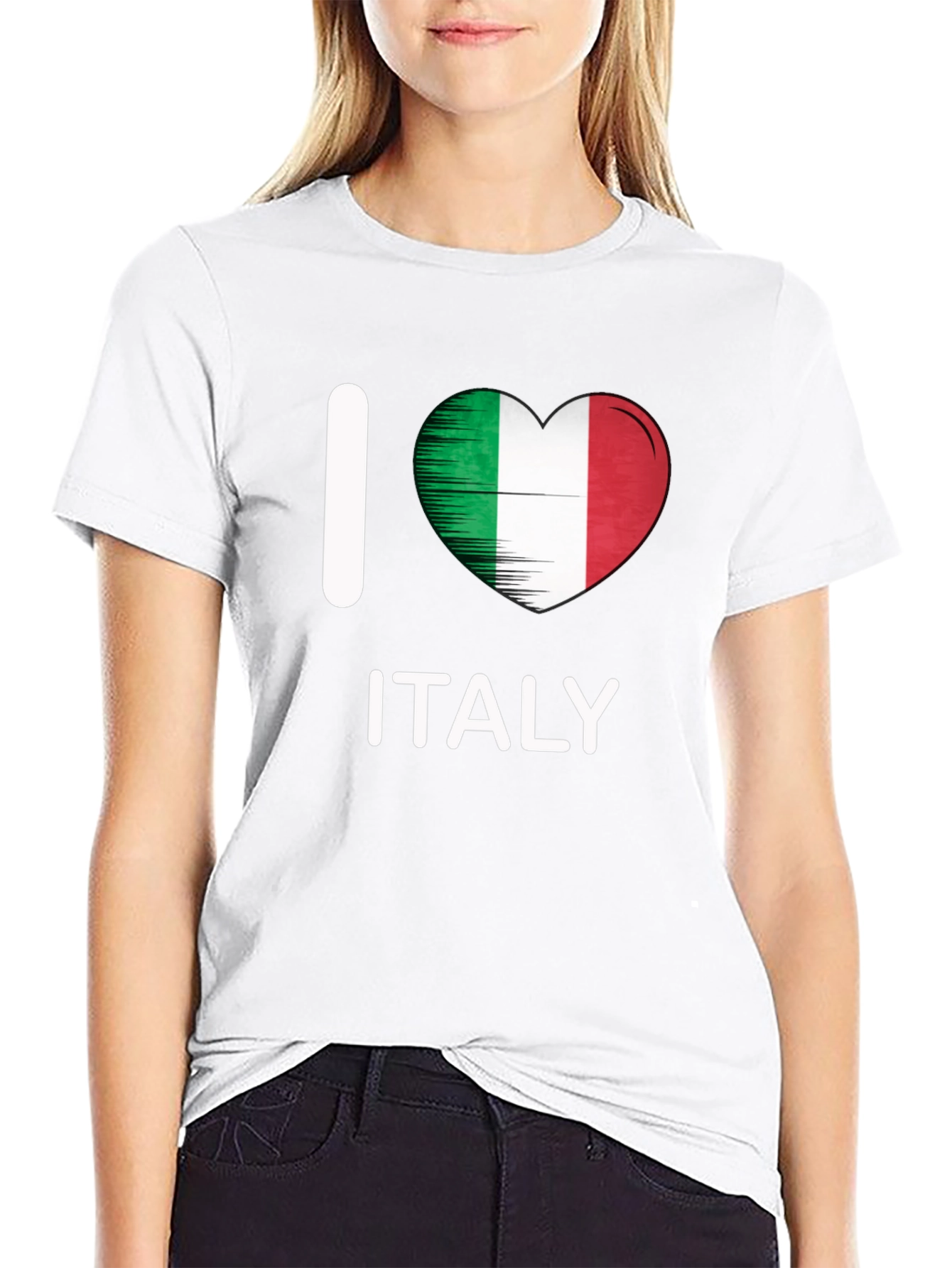 I Love Italy T-Shirt - Italian Flag Heart Design