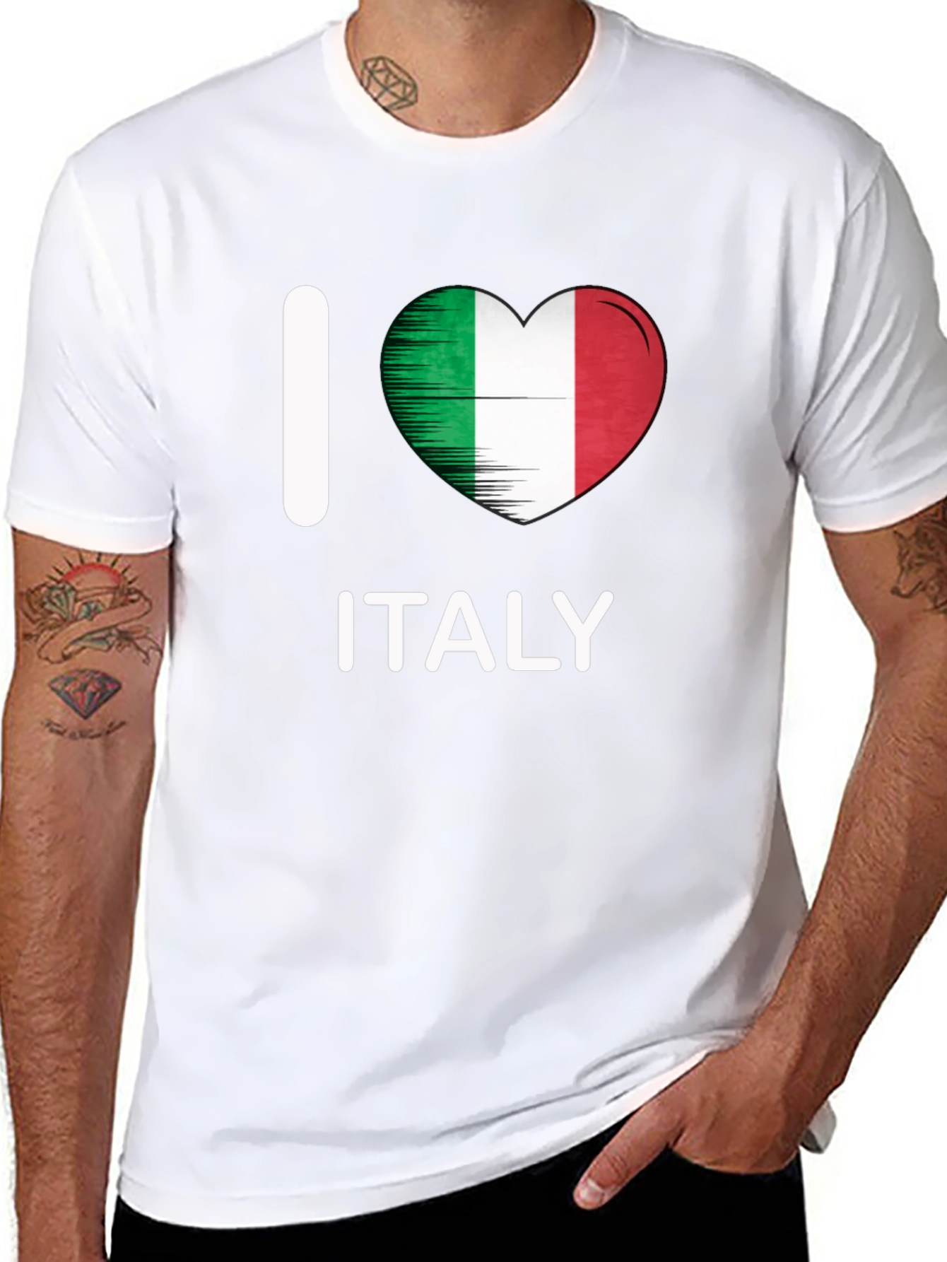 I Love Italy T-Shirt - Italian Flag Heart Design