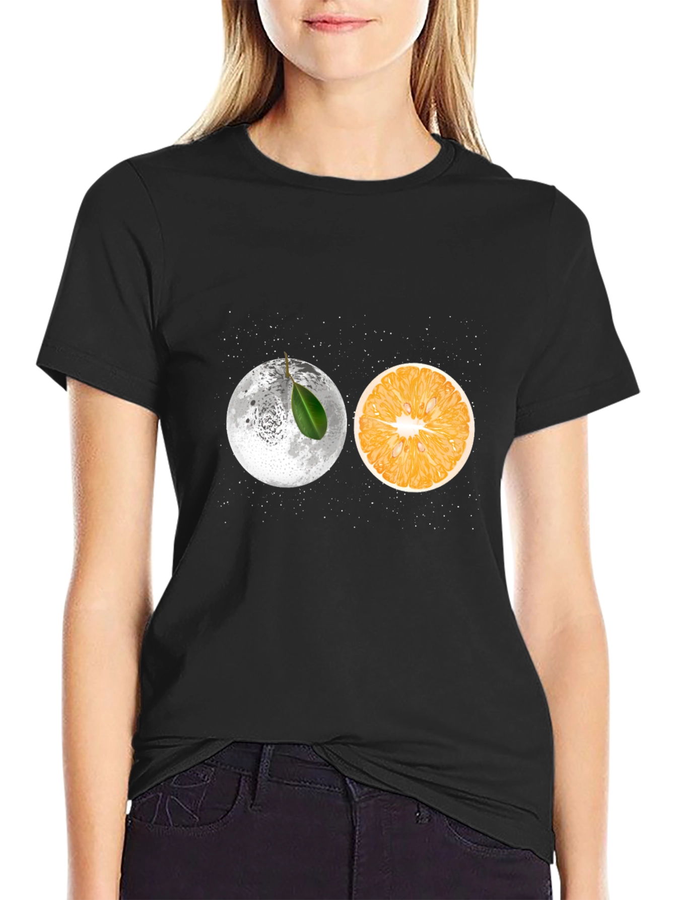 Moon Orange Graphic Tee - Unique Design T-Shirt