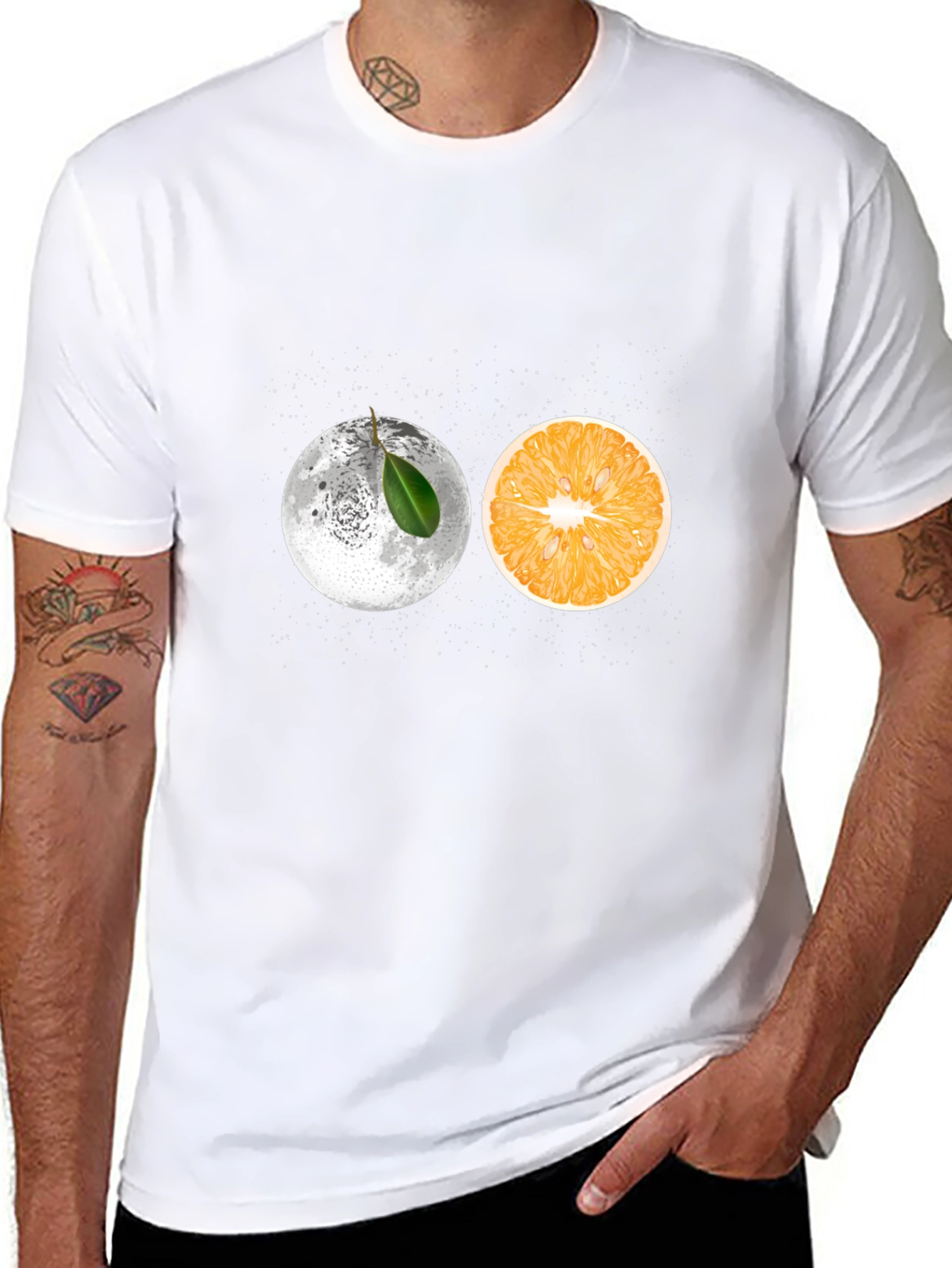 Moon Orange Graphic Tee - Unique Design T-Shirt