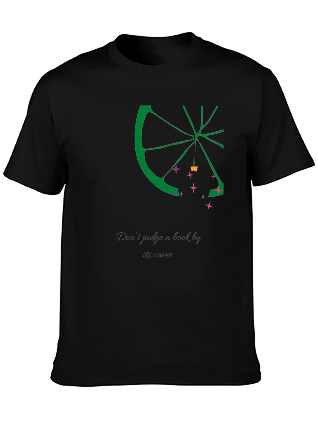 Lime Slice Graphic Tee - Casual Black T-Shirt