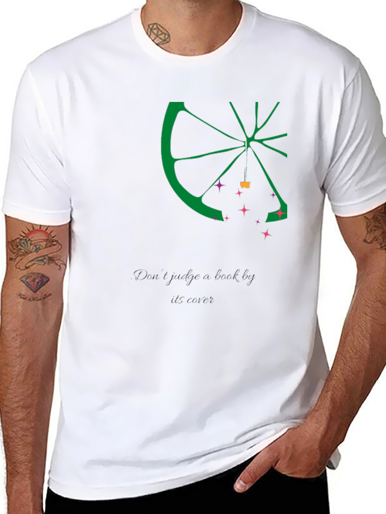 Lime Slice Graphic Tee - Casual Black T-Shirt