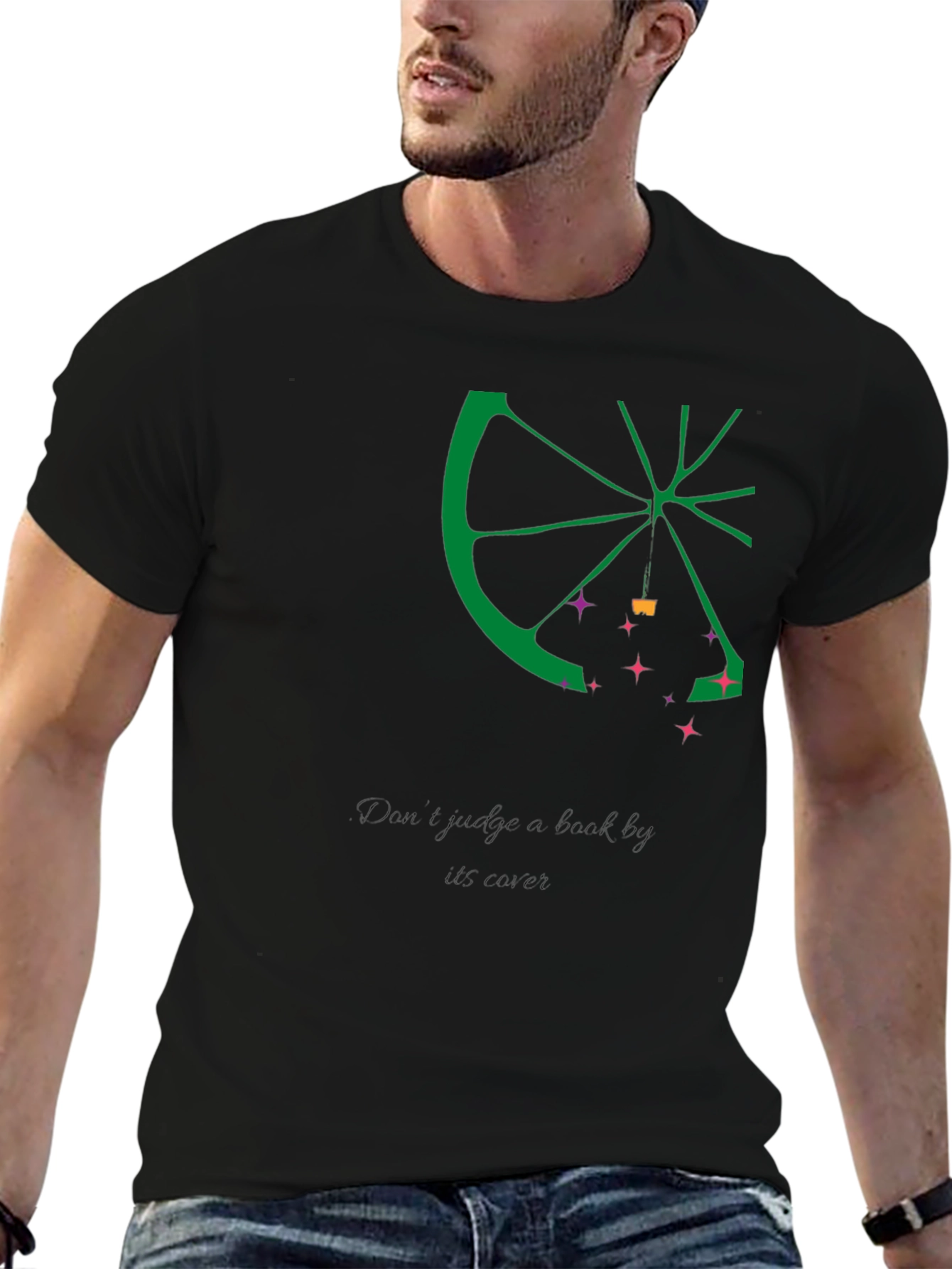 Lime Slice Graphic Tee - Casual Black T-Shirt