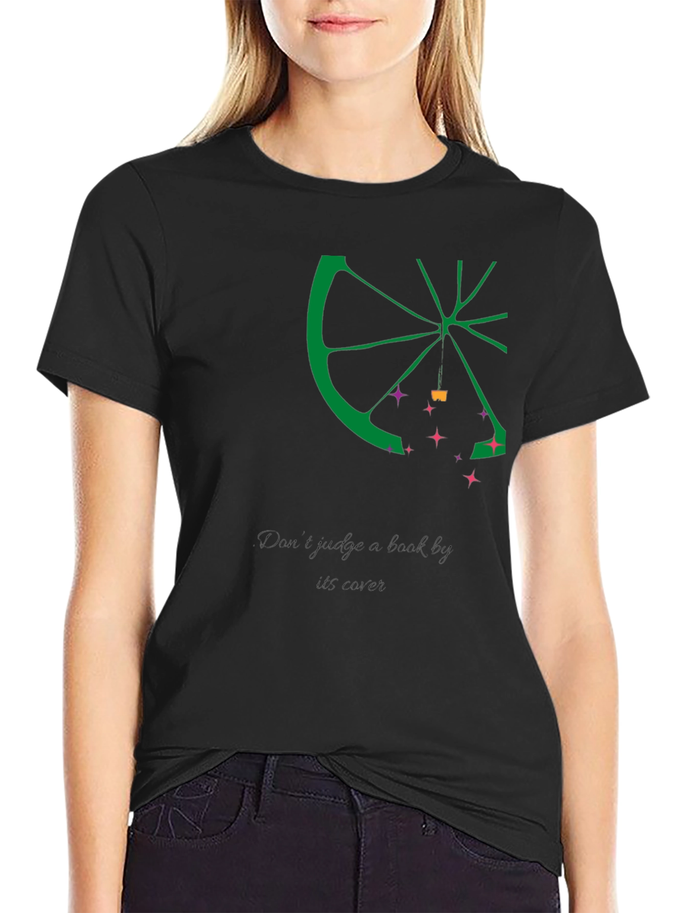 Lime Slice Graphic Tee - Casual Black T-Shirt