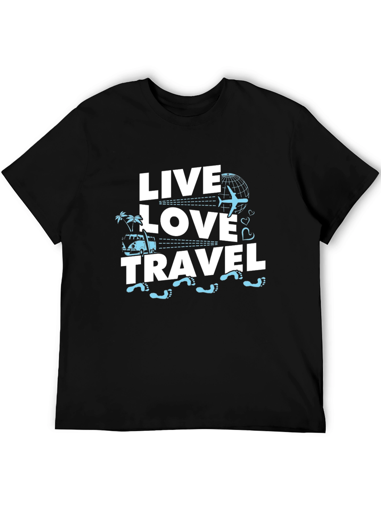 Live Love Travel Graphic Tee - Black