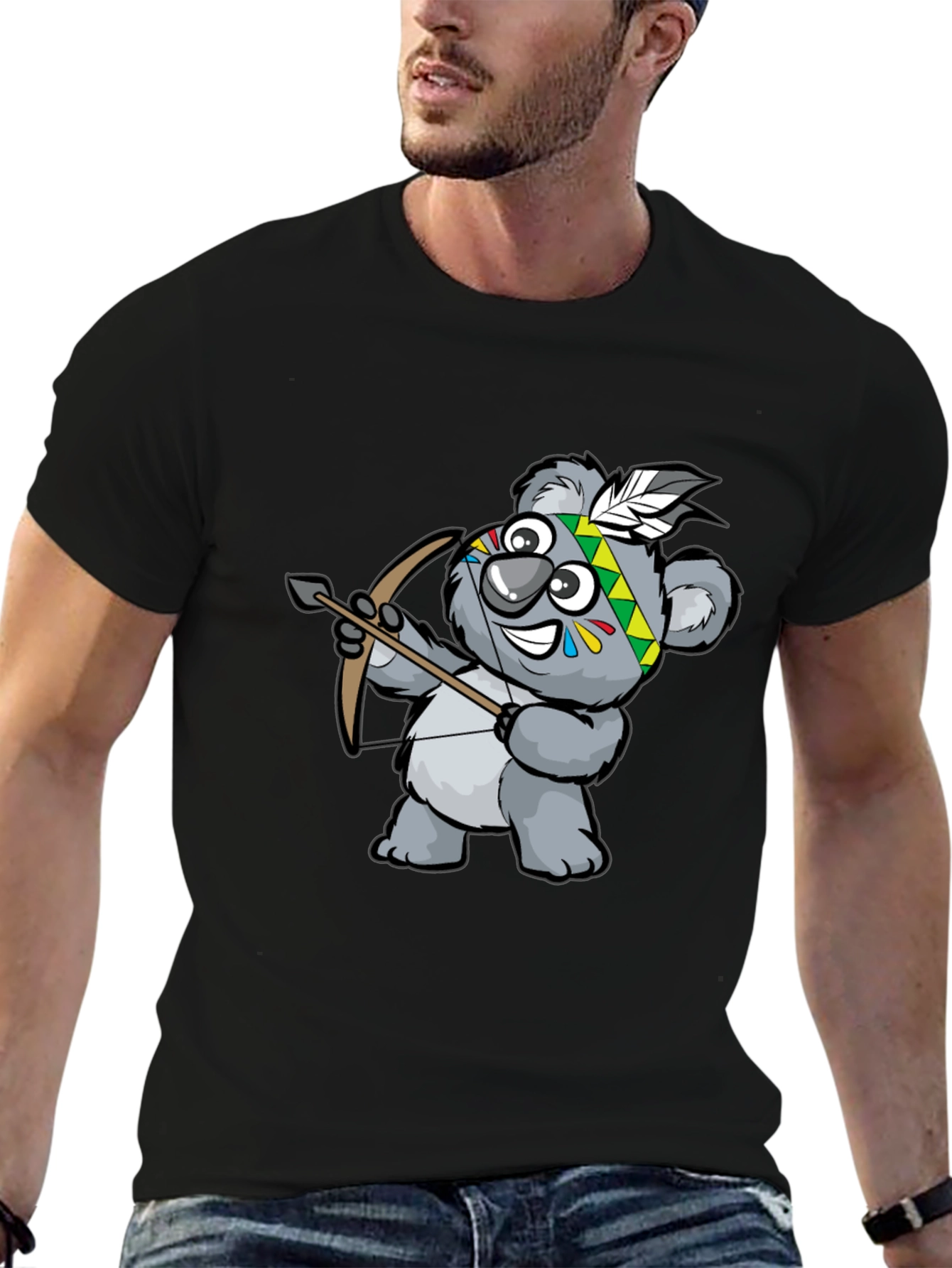 Koala Archer Graphic Tee - Black Cotton T-Shirt