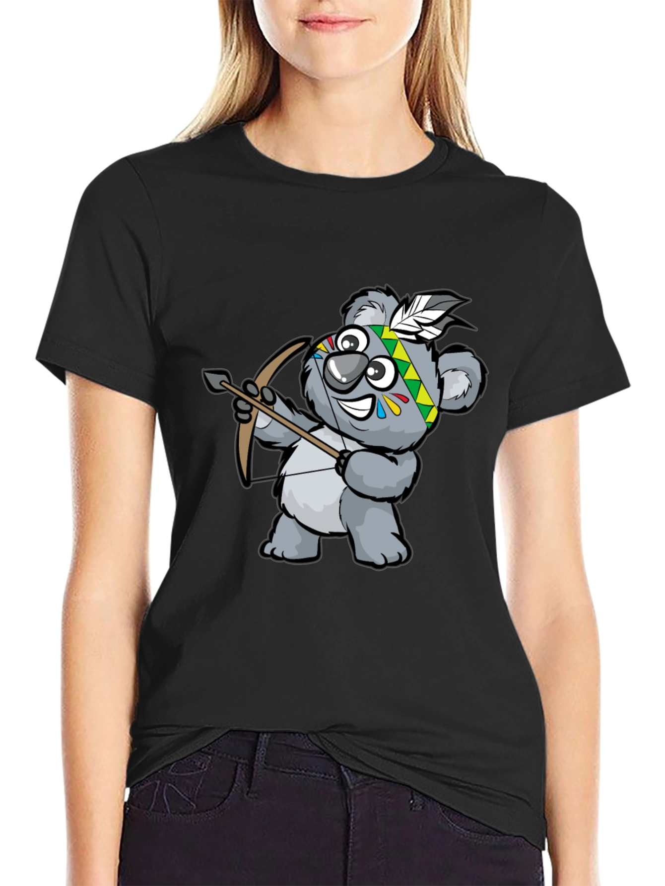 Koala Archer Graphic Tee - Black Cotton T-Shirt