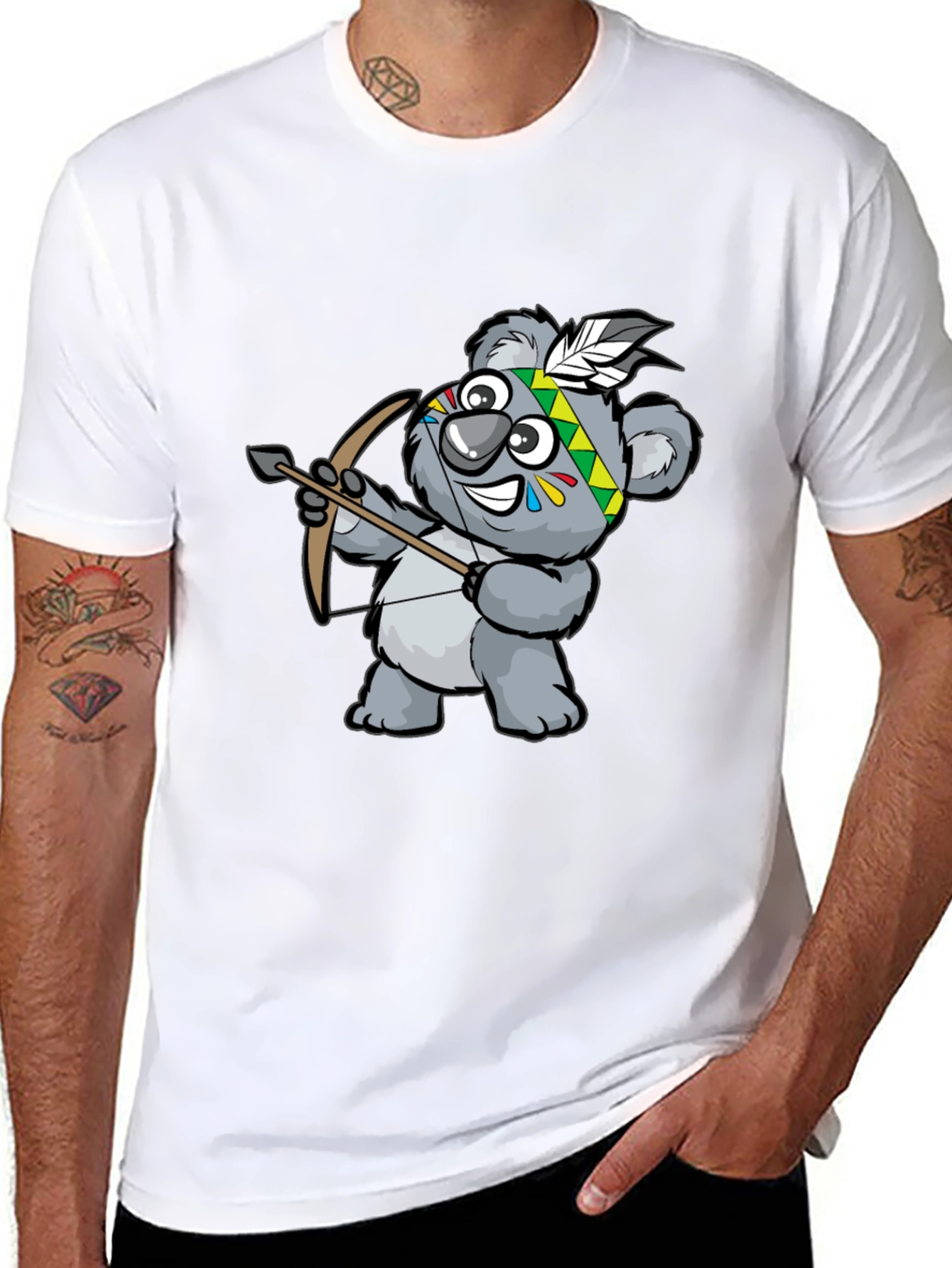 Koala Archer Graphic Tee - Black Cotton T-Shirt