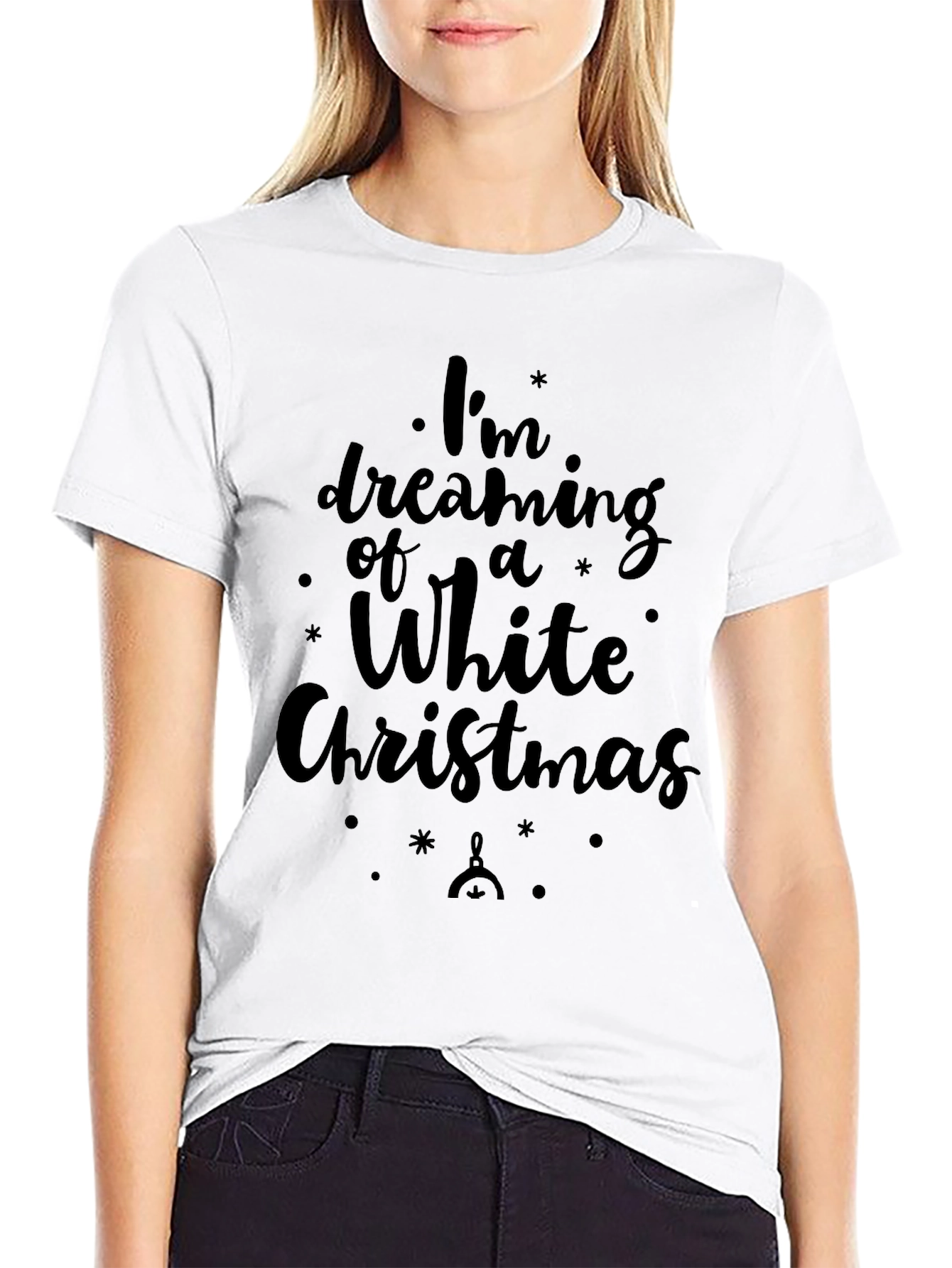 Dreaming of a White Christmas Black T-Shirt