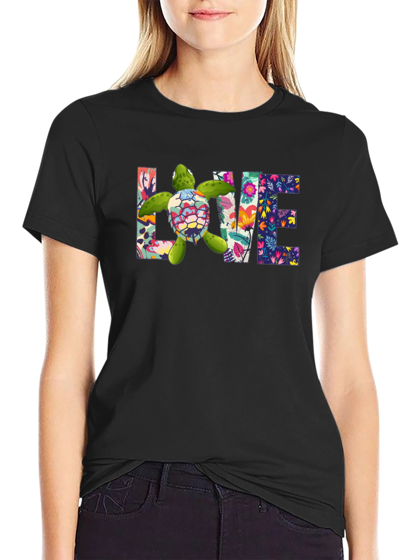 Floral Sea Turtle Love T-Shirt