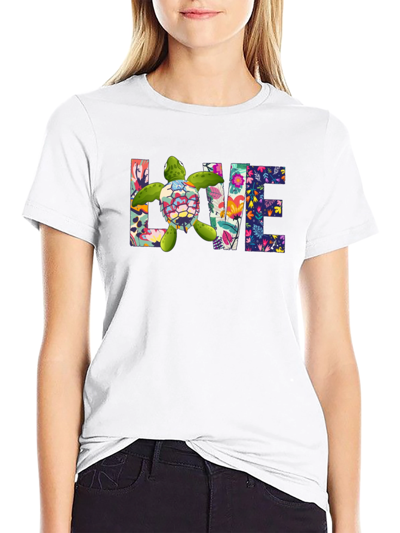 Floral Sea Turtle Love T-Shirt