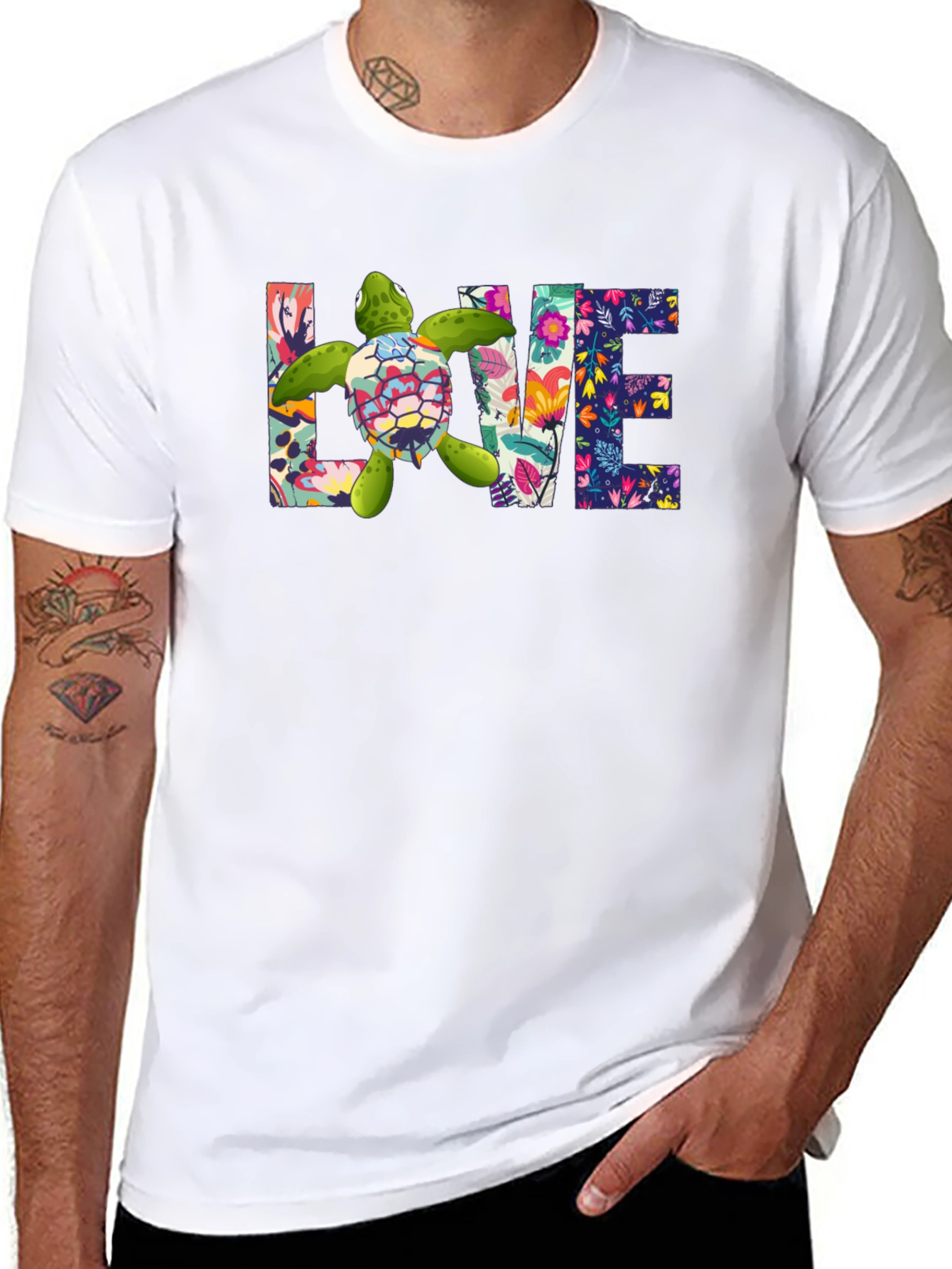 Floral Sea Turtle Love T-Shirt