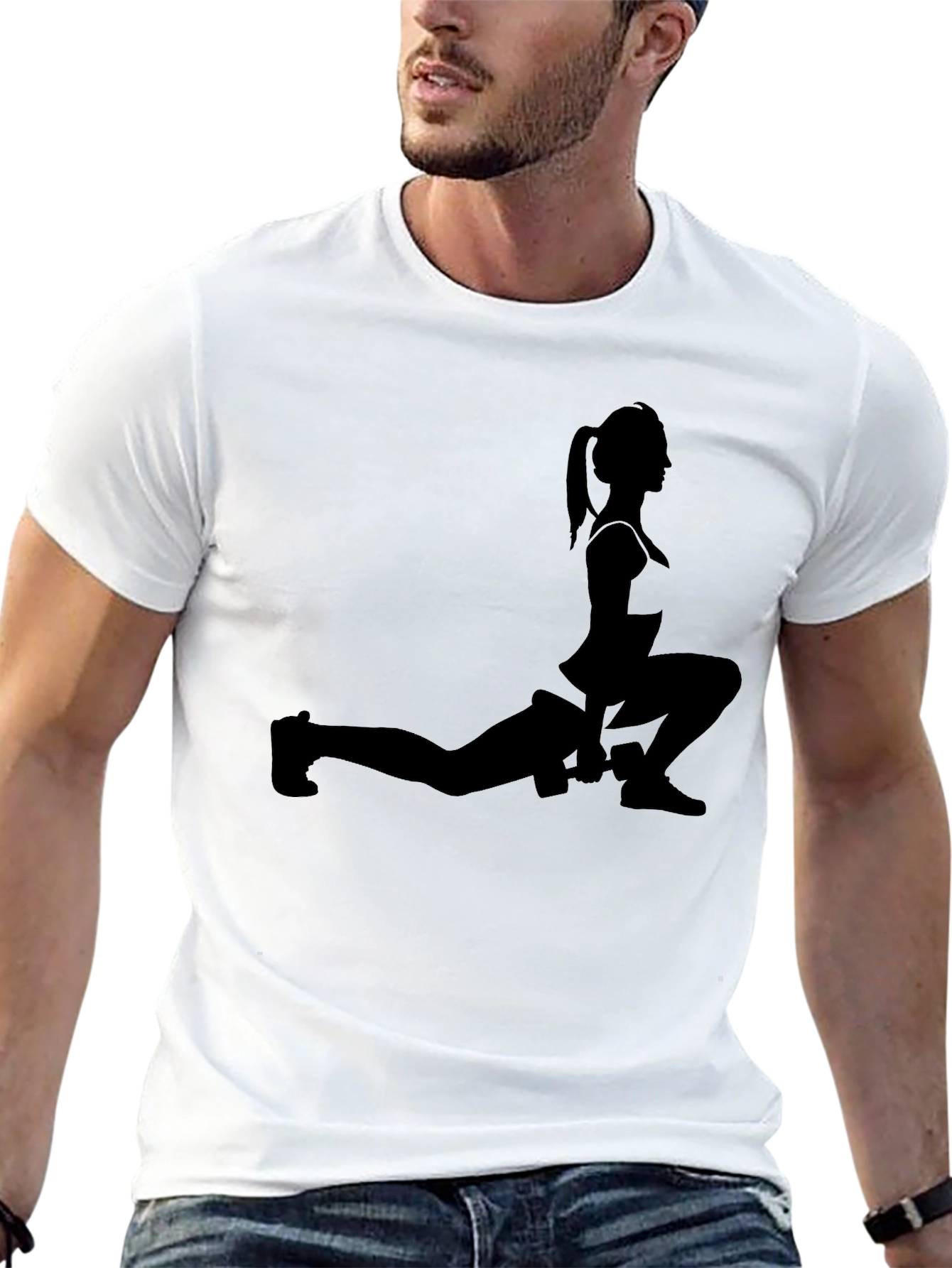 Workout Woman Silhouette Black T-Shirt