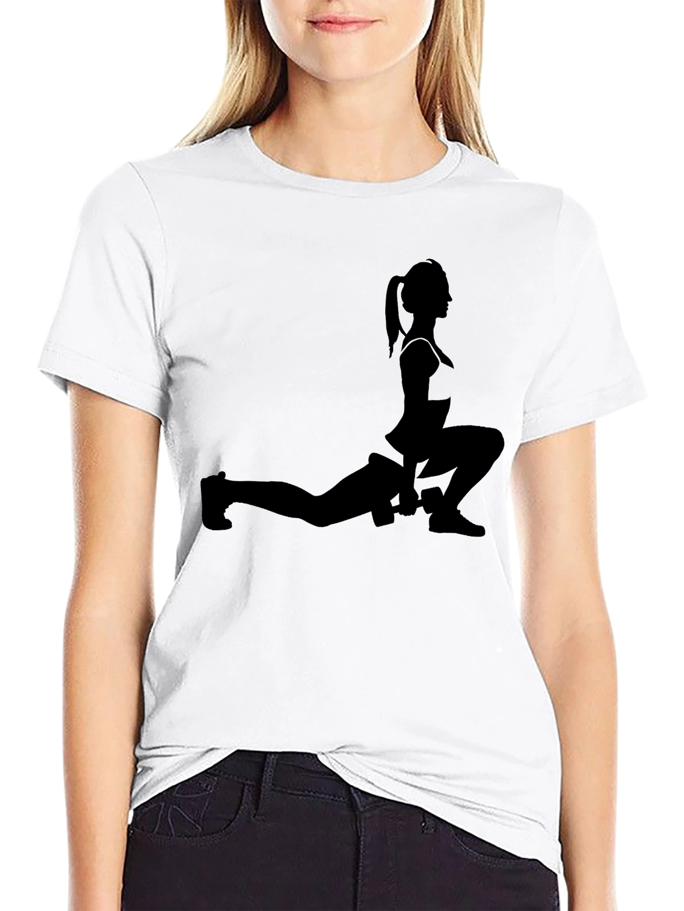 Workout Woman Silhouette Black T-Shirt