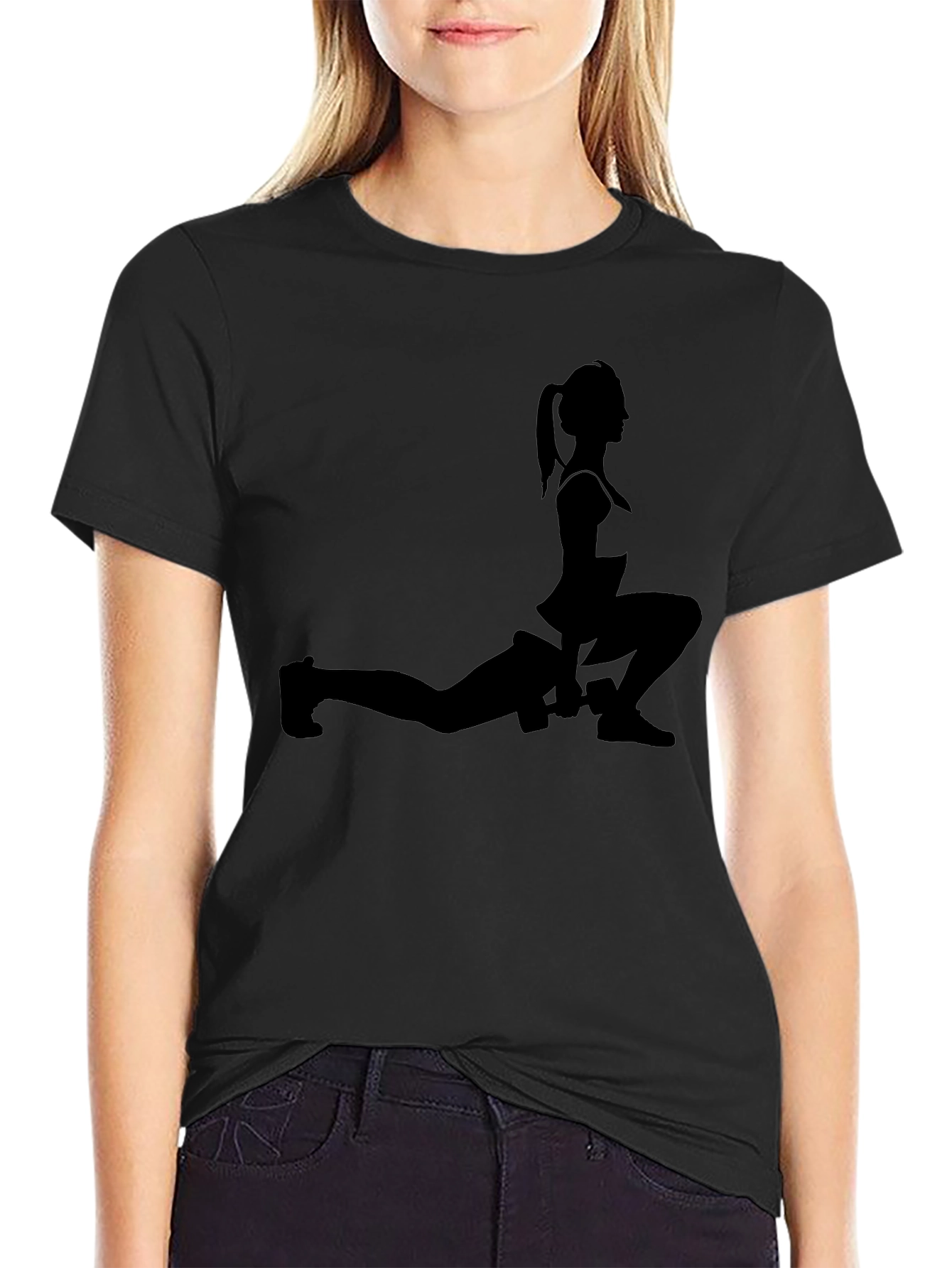 Workout Woman Silhouette Black T-Shirt