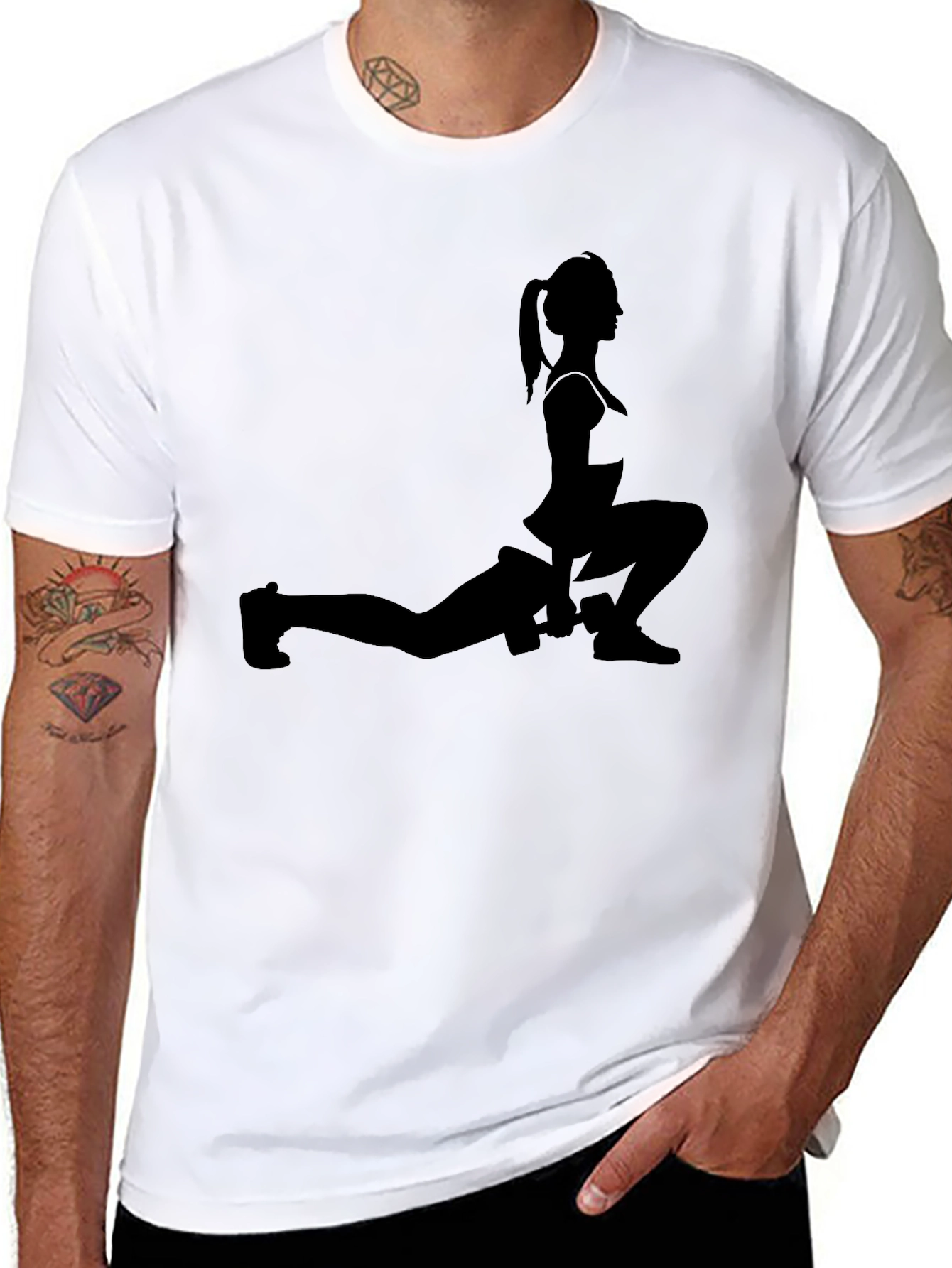 Workout Woman Silhouette Black T-Shirt