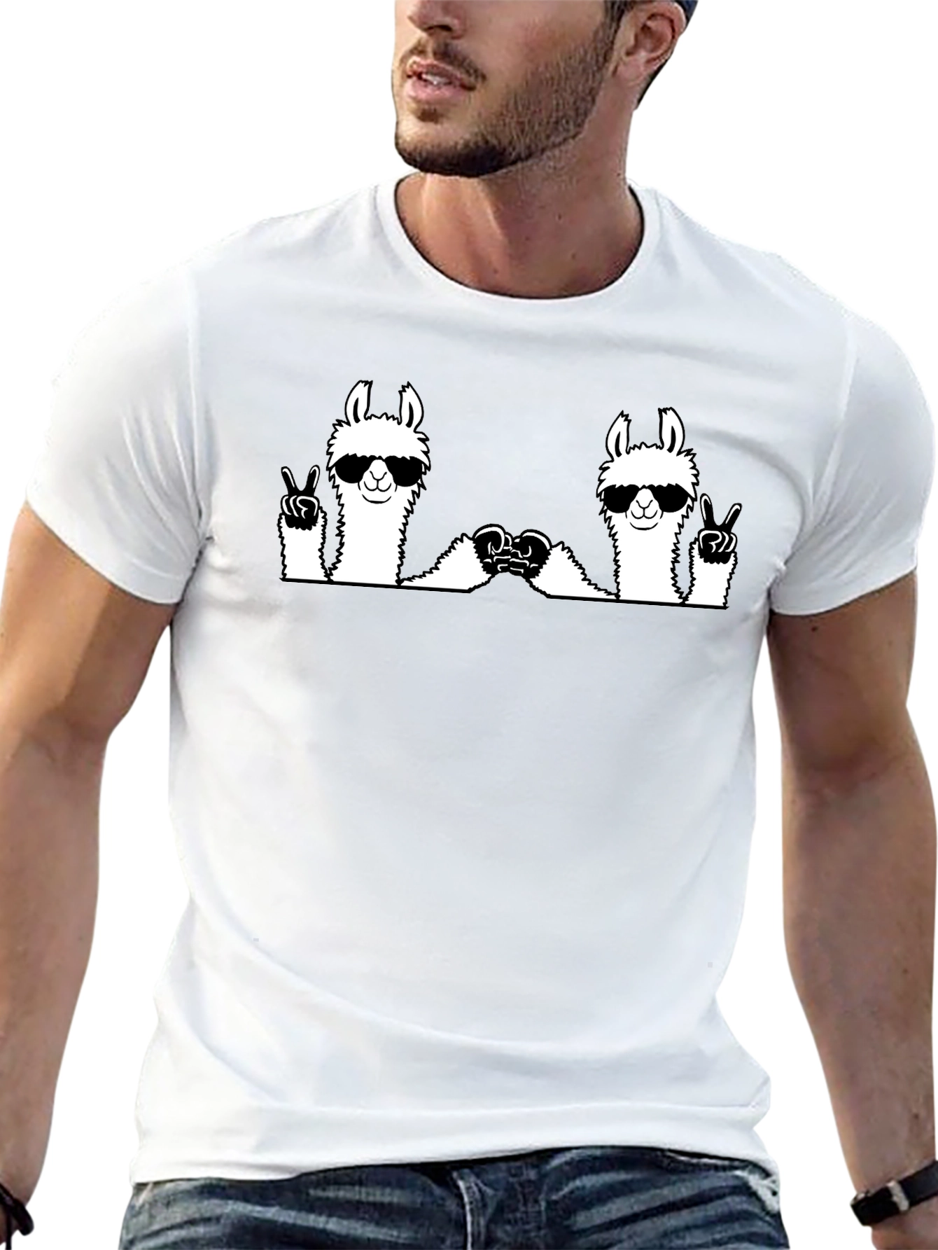 Llama Peace Sign Graphic Tee