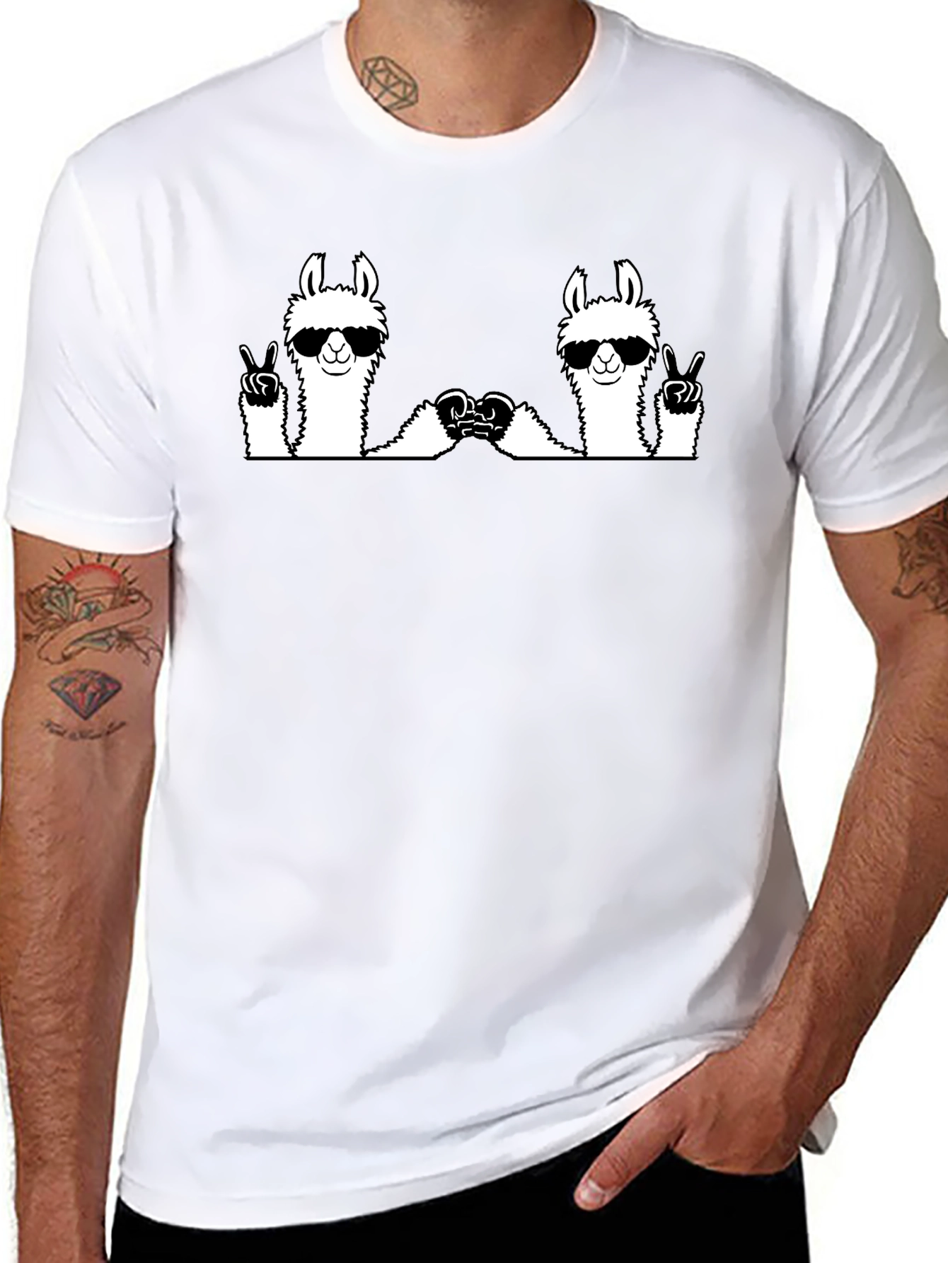 Llama Peace Sign Graphic Tee