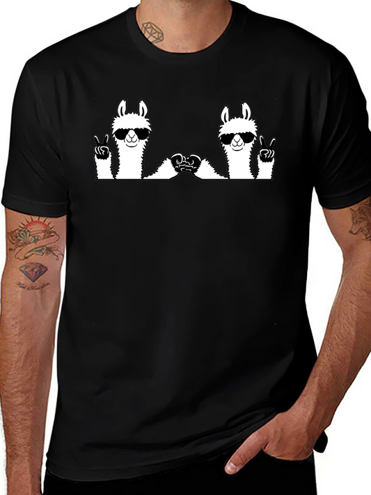 Llama Peace Sign Graphic Tee