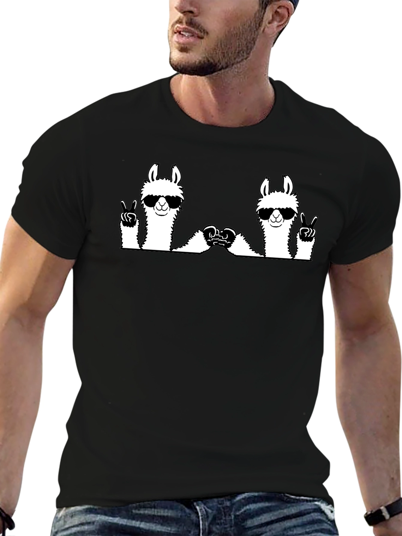 Llama Peace Sign Graphic Tee