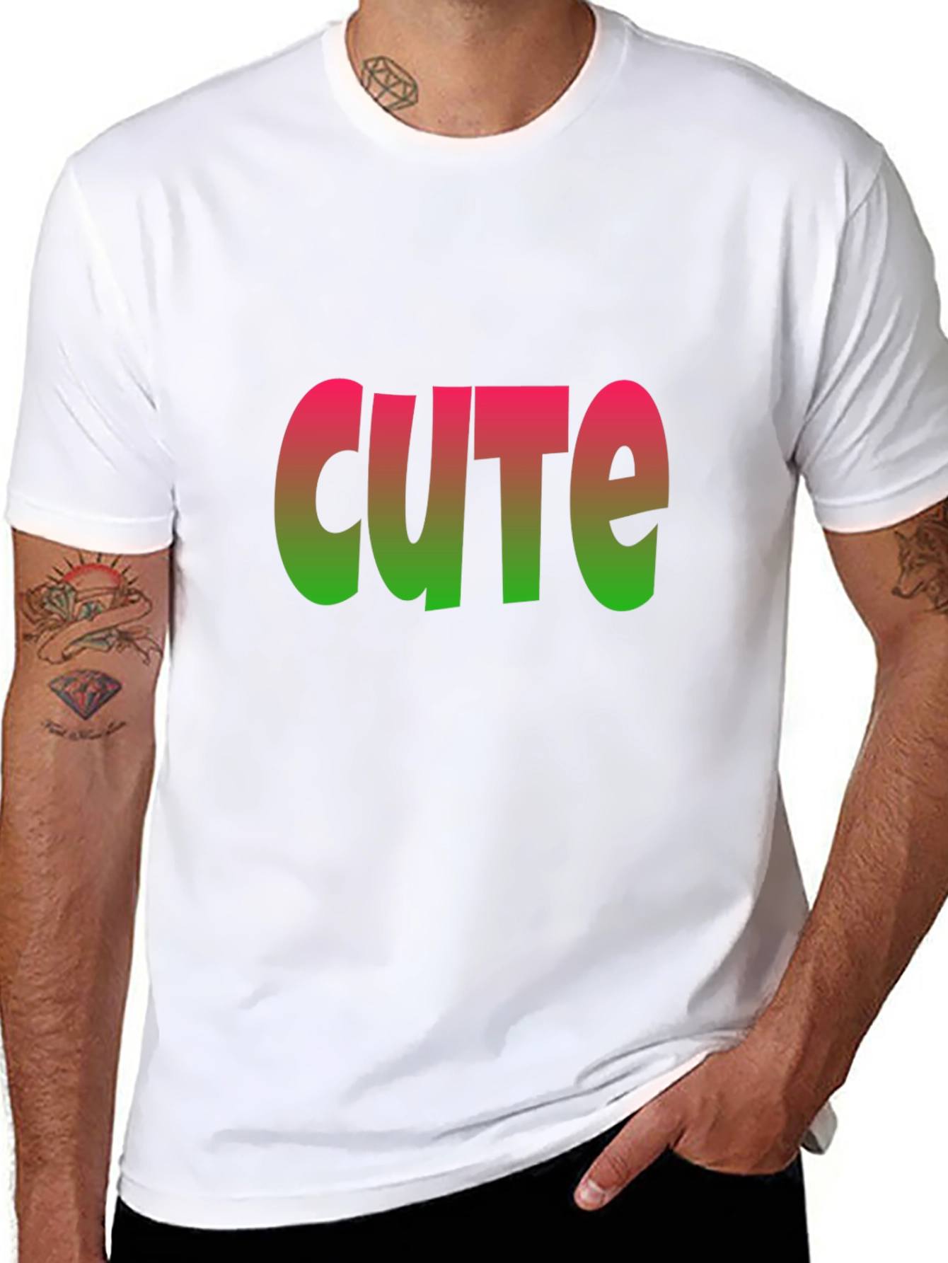 Cute Gradient Graphic Black T-Shirt