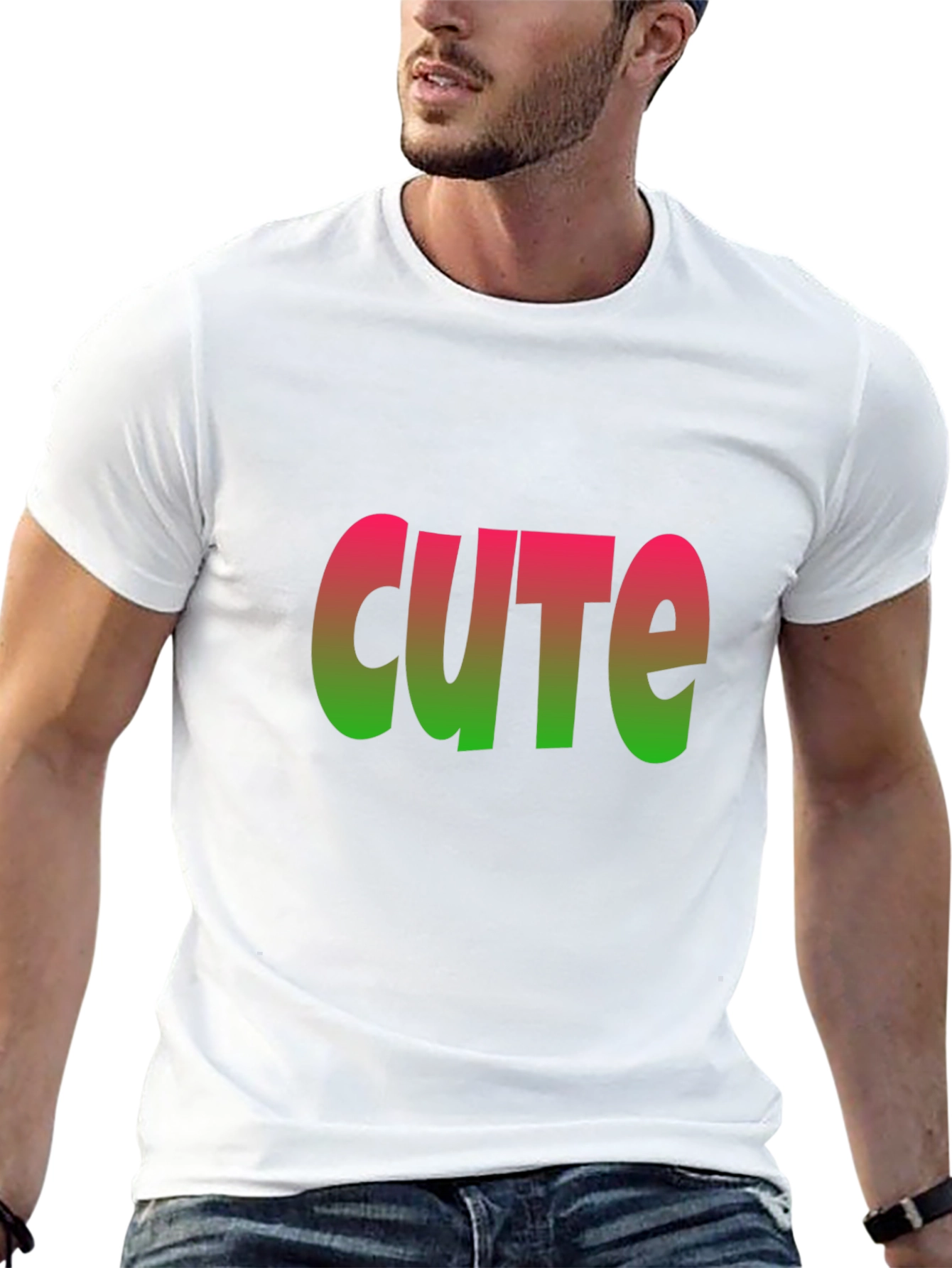 Cute Gradient Graphic Black T-Shirt