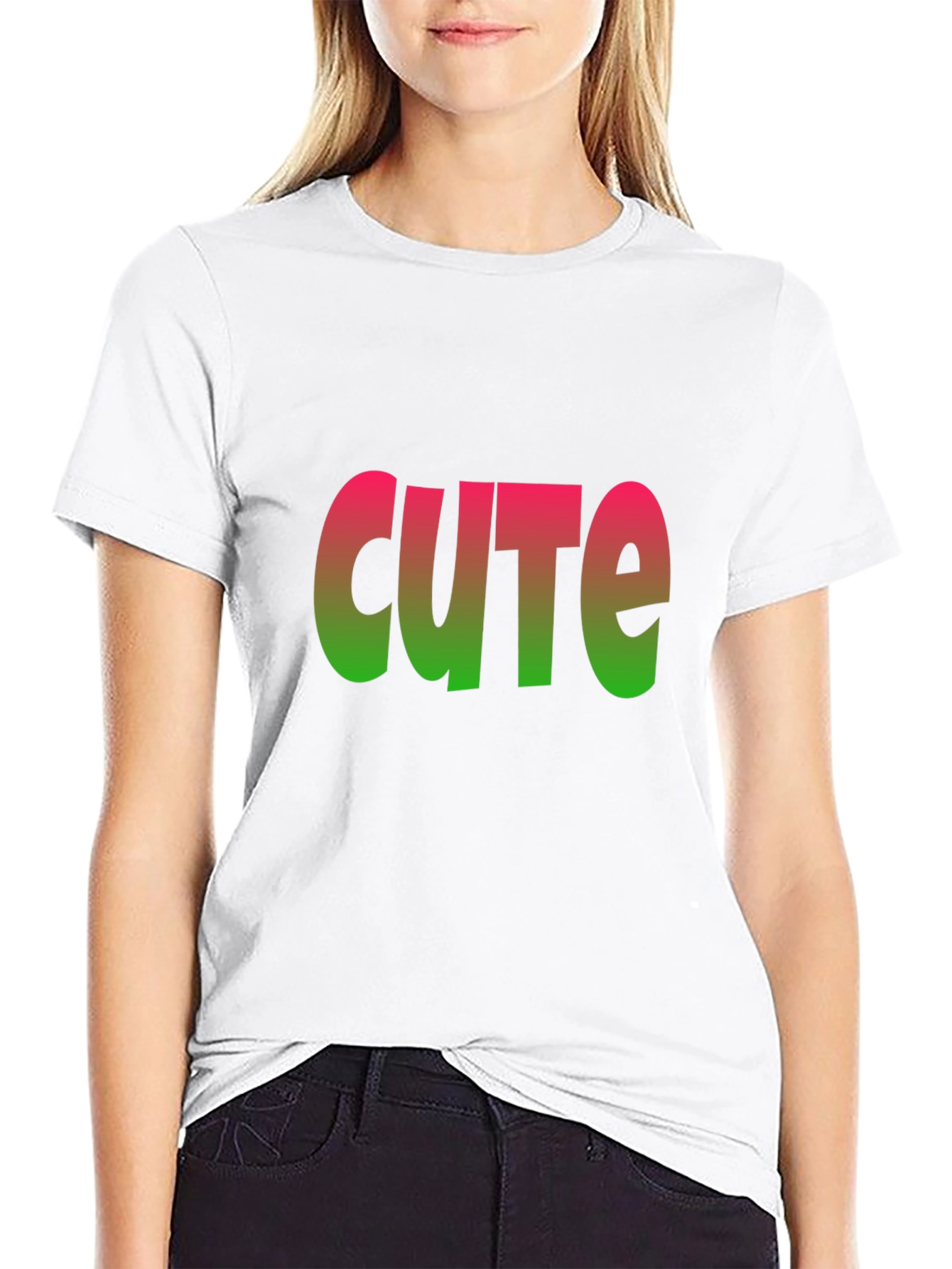 Cute Gradient Graphic Black T-Shirt