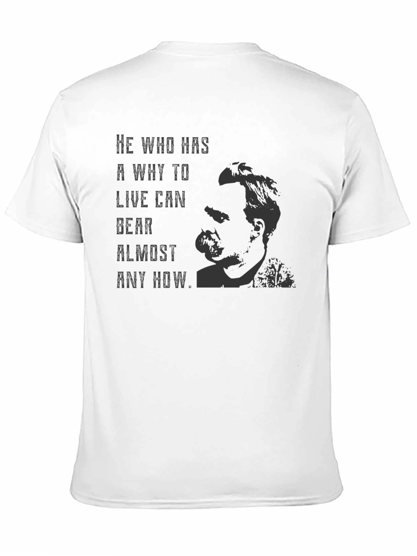 Philosophical Graphic Tee - Nietzsche Quote Black T-Shirt