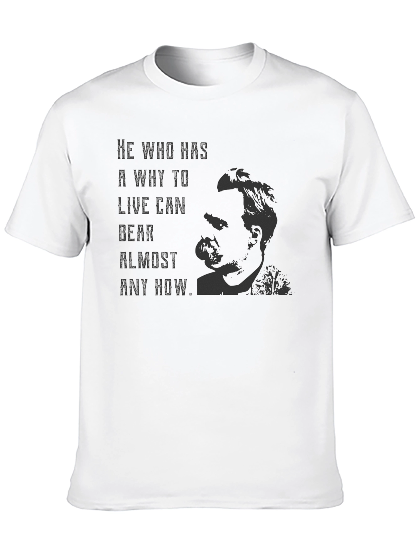 Philosophical Graphic Tee - Nietzsche Quote Black T-Shirt