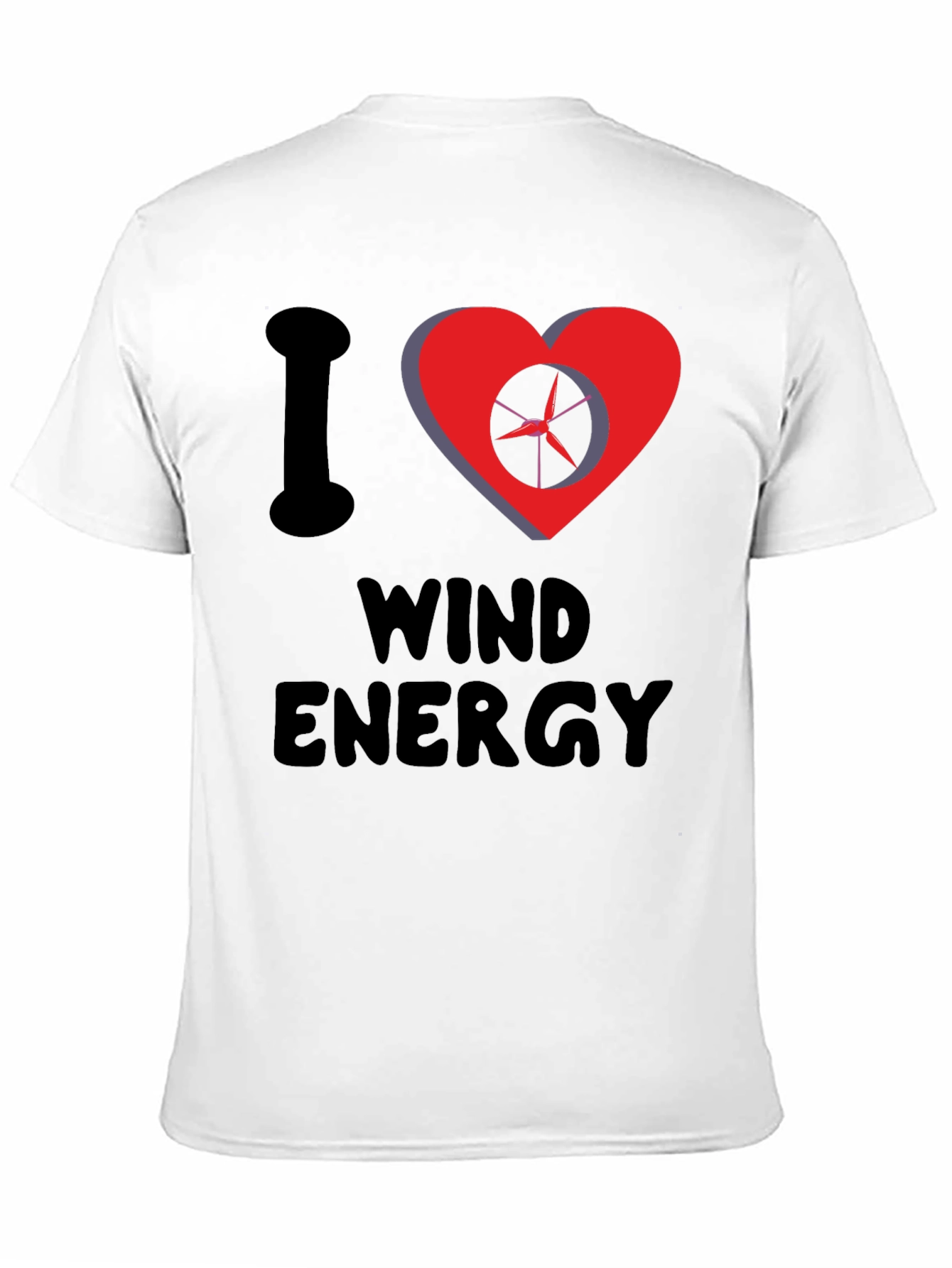 I Love Wind Energy Black Graphic Tee