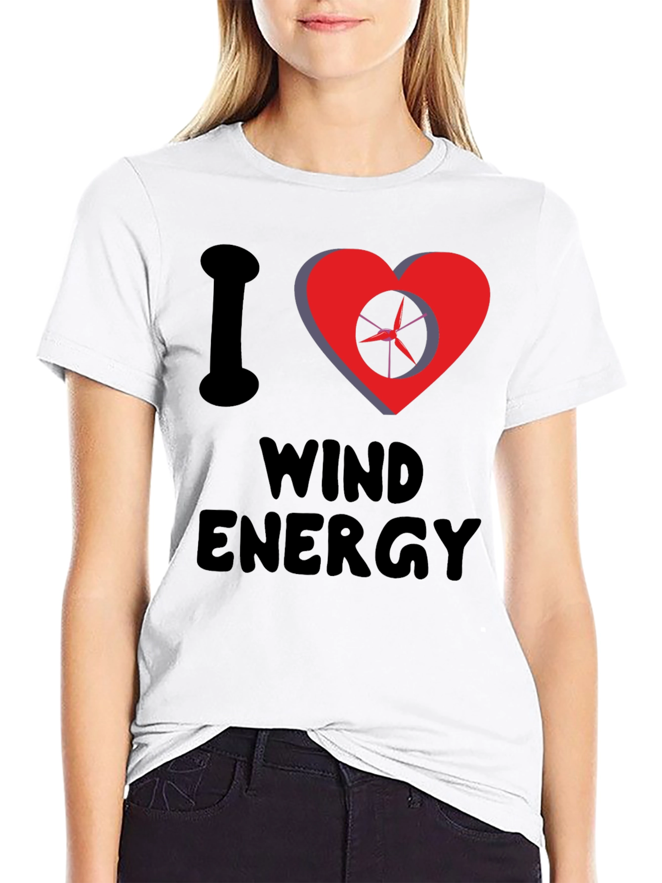 I Love Wind Energy Black Graphic Tee