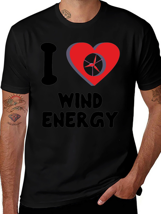 I Love Wind Energy Black Graphic Tee